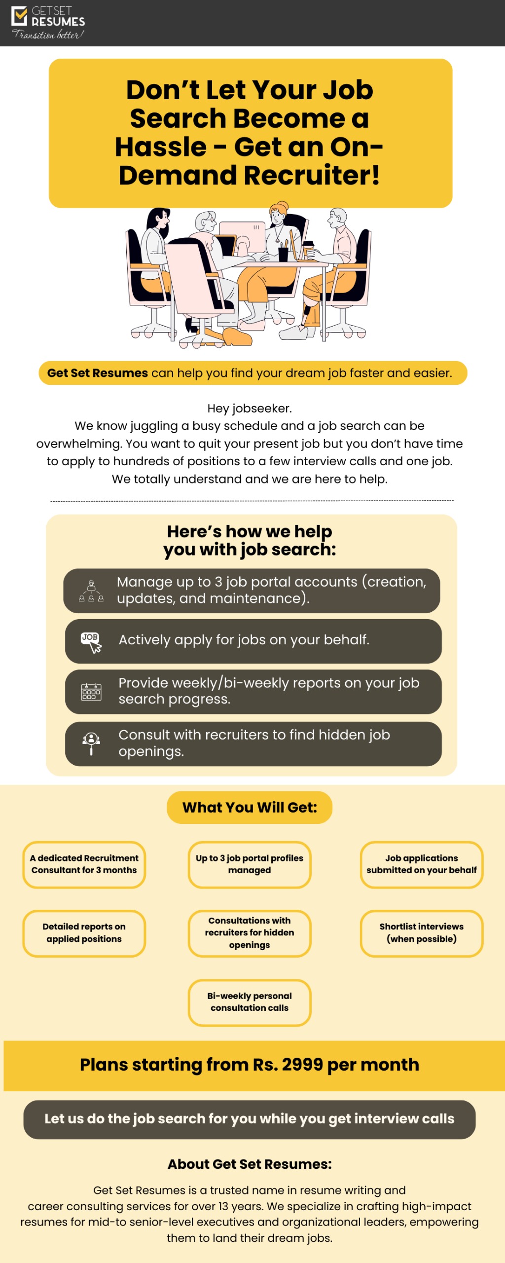 Finding a job using GetSetResumes' Job Search Assistance service