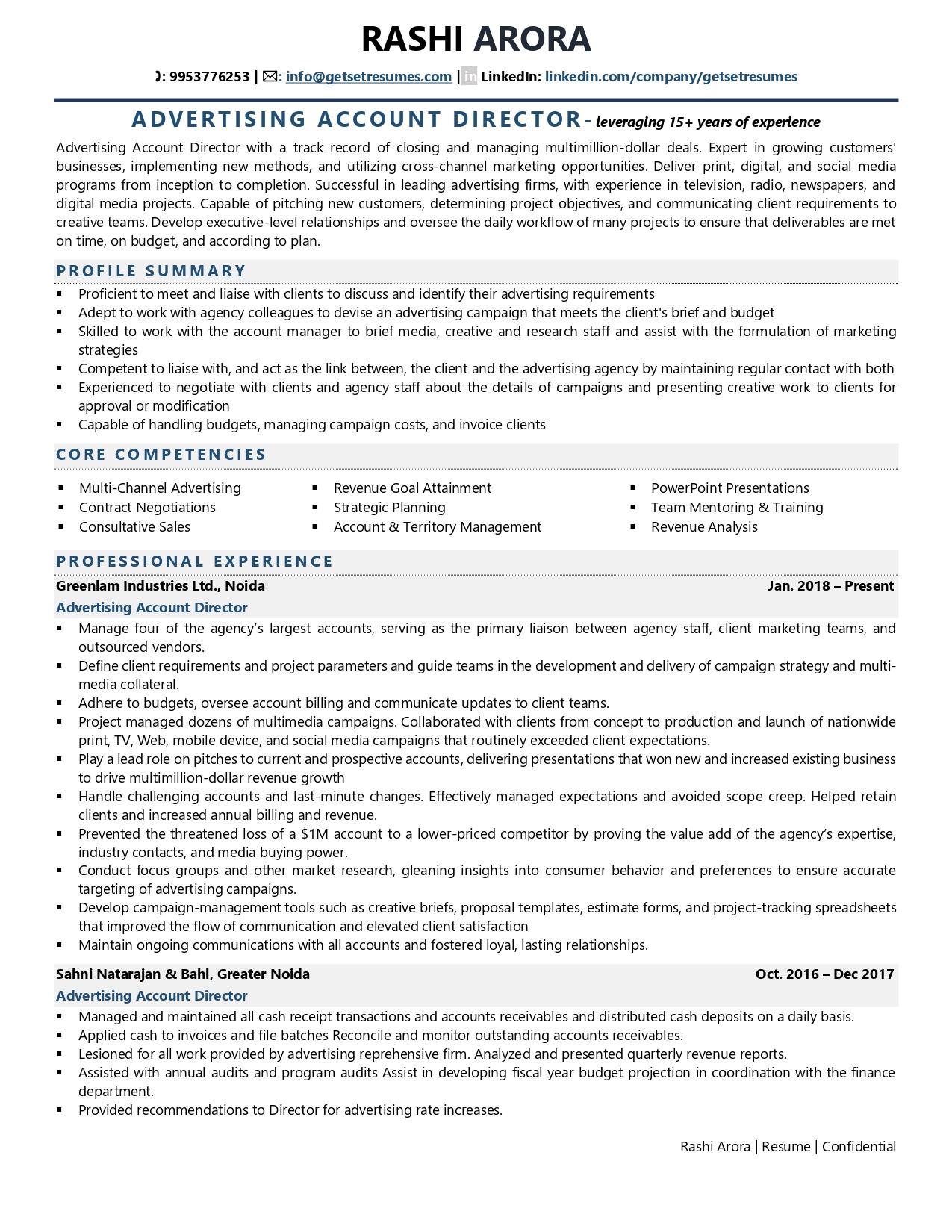 Account Director Advertising Resume Examples Template with Job 