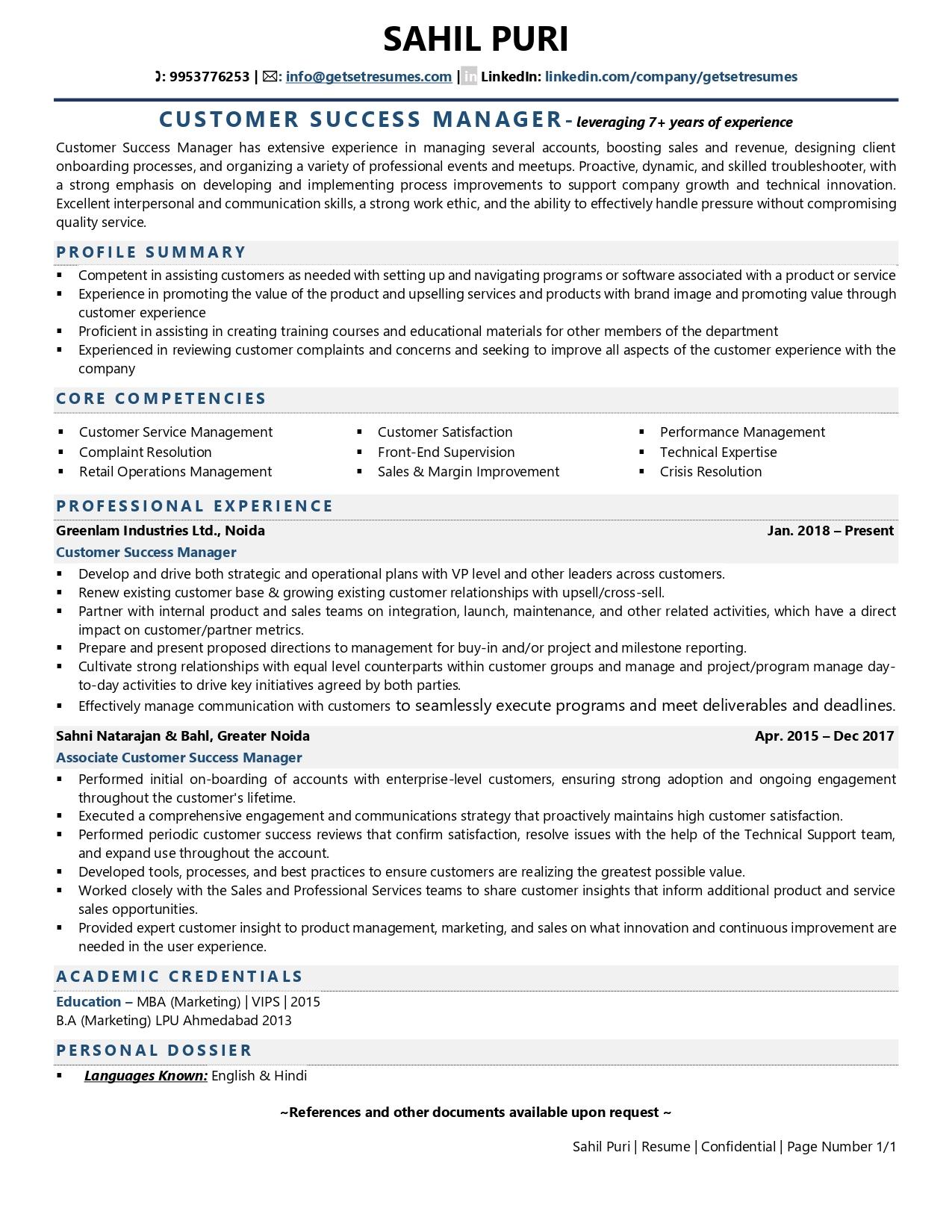 Customer Success Manager Resume Examples Template with Job Winning Tips 