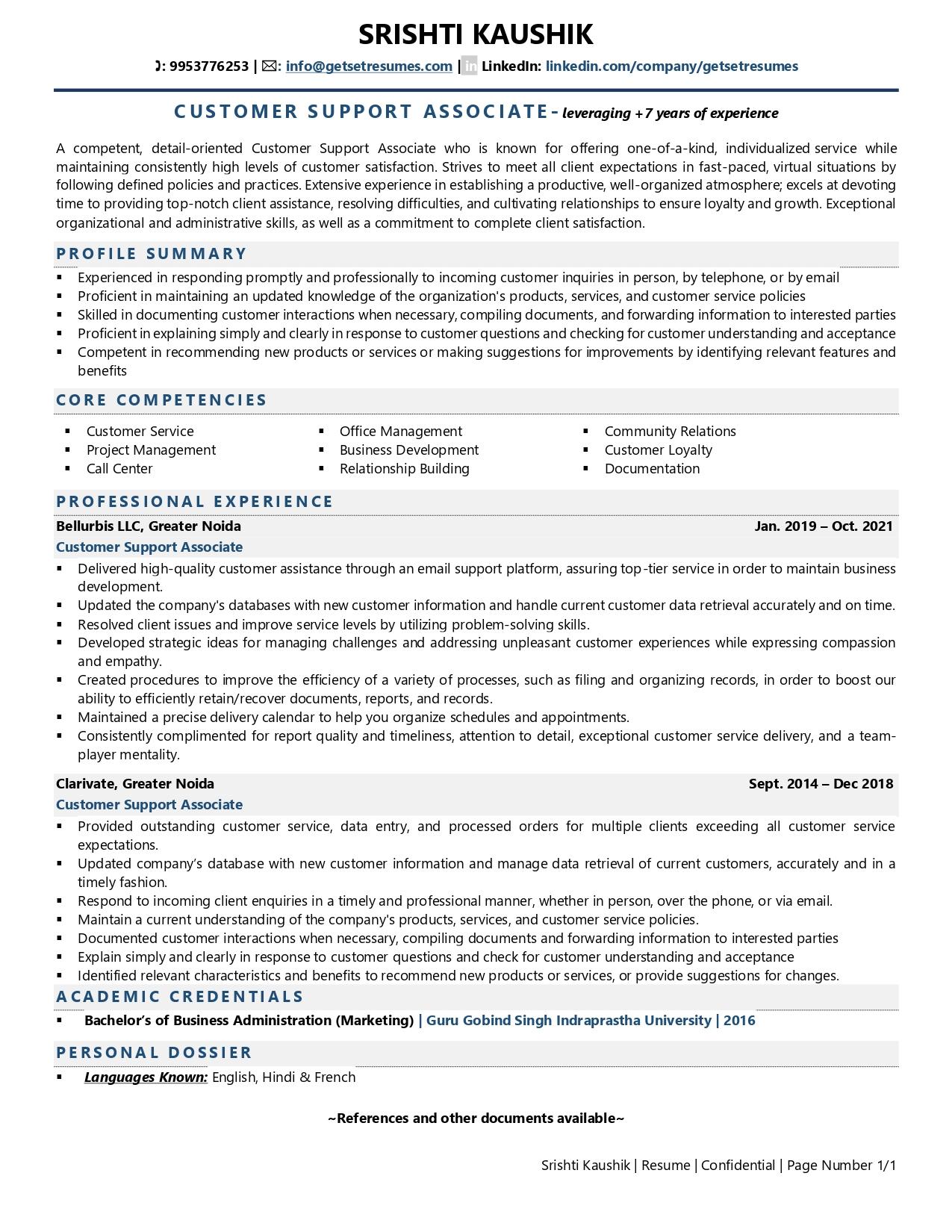 Customer Support Associate Resume Examples Template with Job Winning 