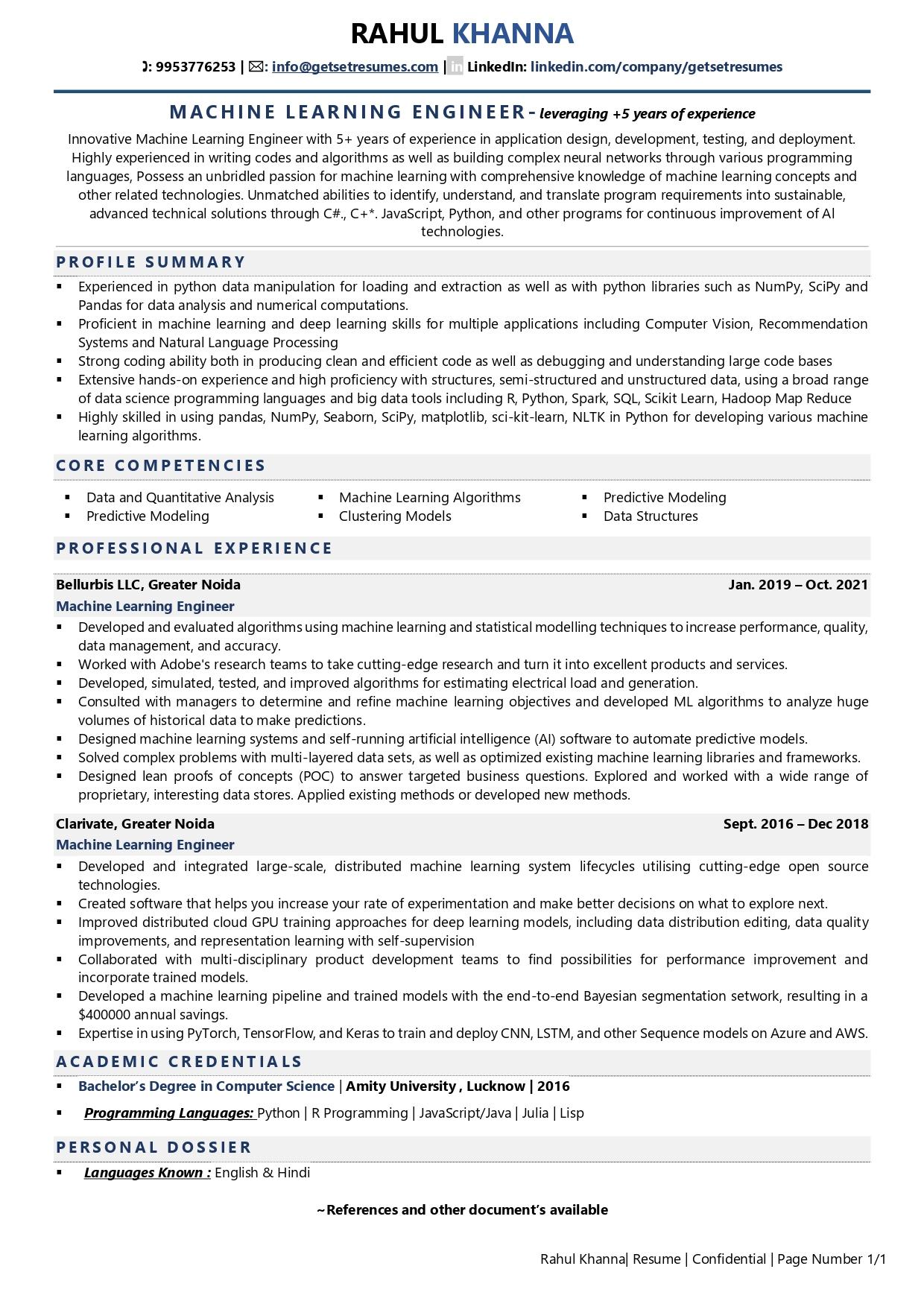 Machine Learning Engineer Resume Examples & Template (with job winning