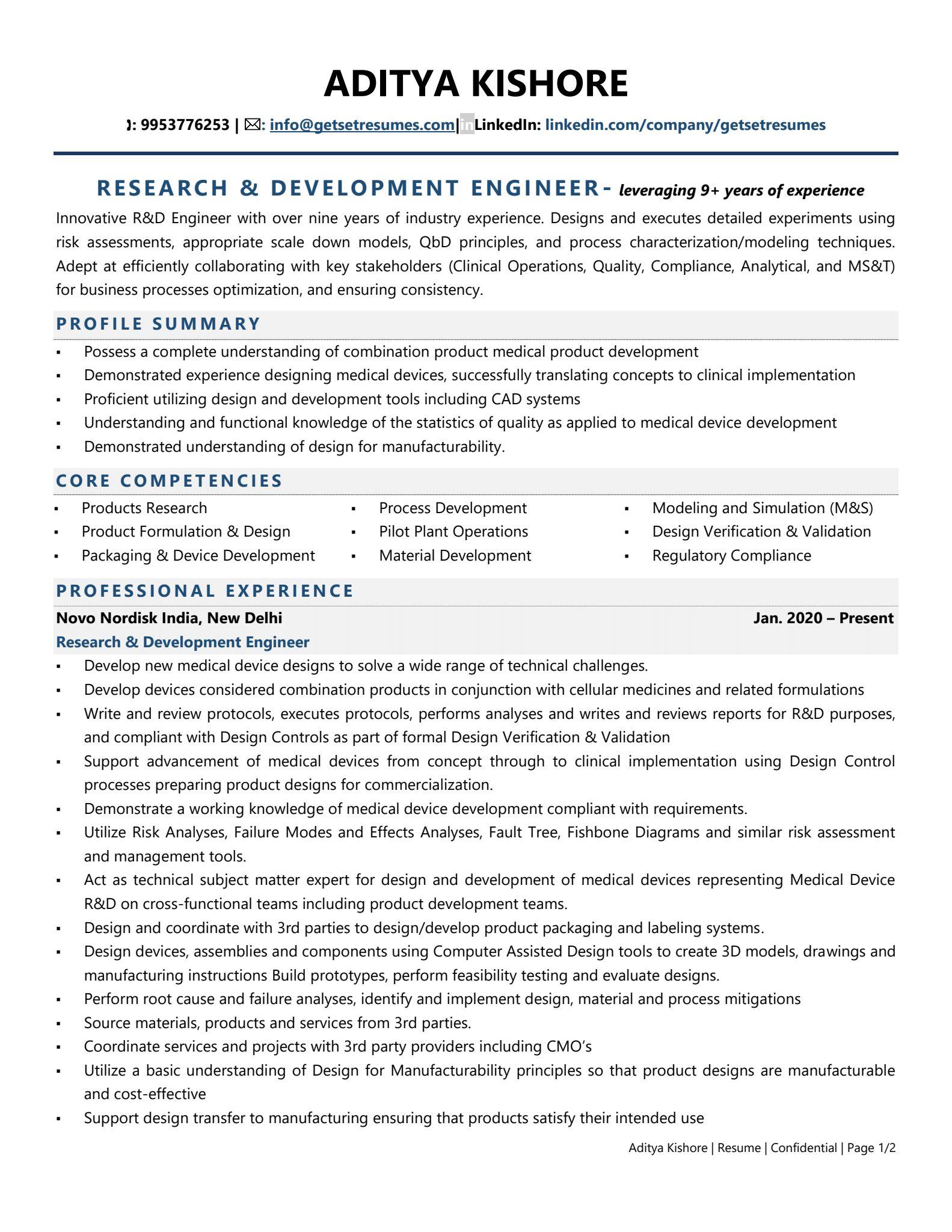 resume format for pharmaceutical job