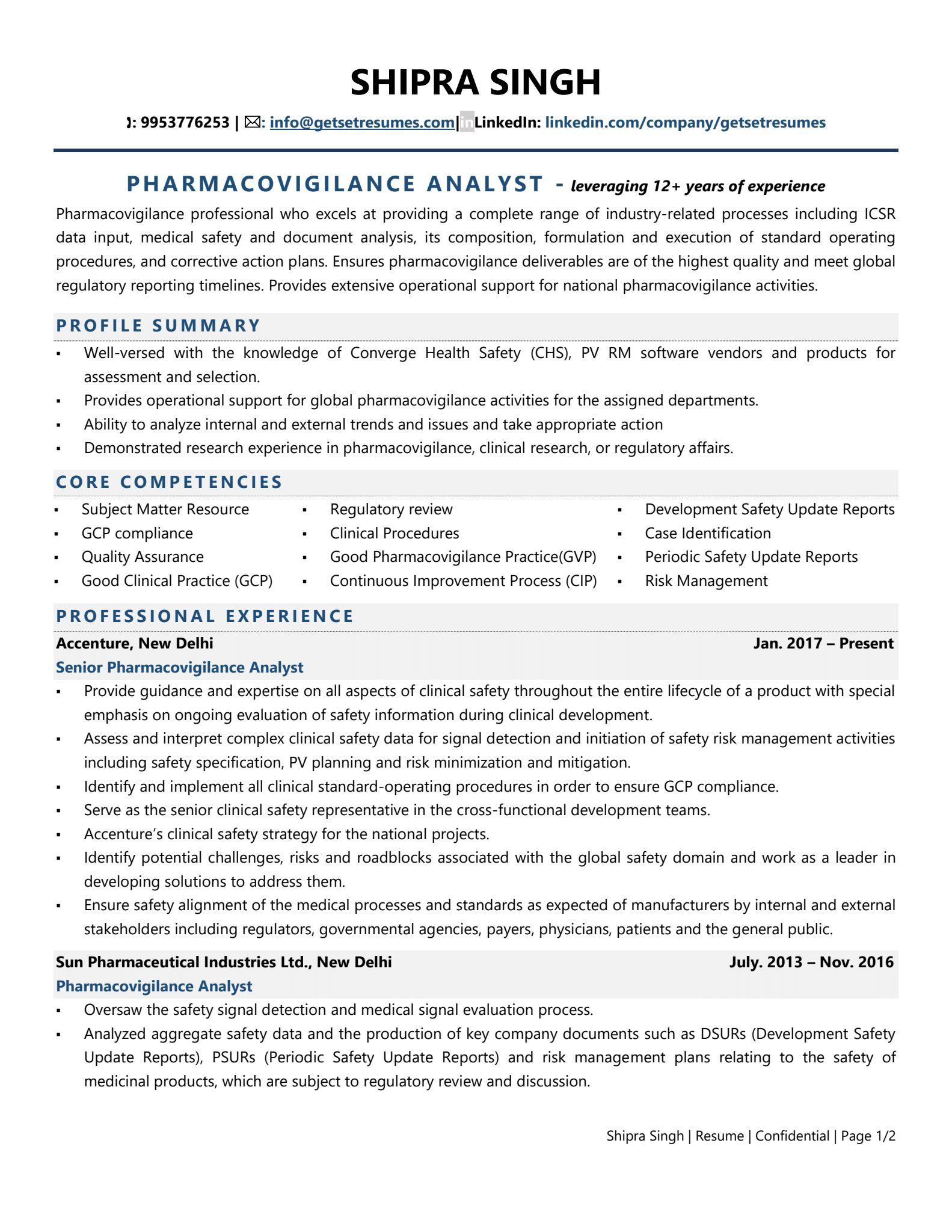 Pharmacovigilance Analyst Resume Examples Template with Job Winning 