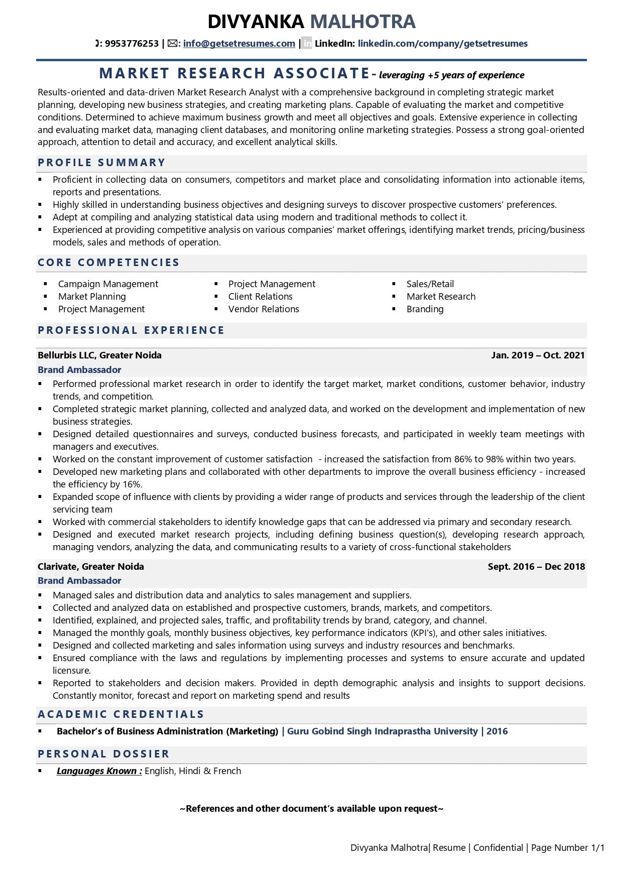 Market Research Associate Resume Examples Template with Job Winning 