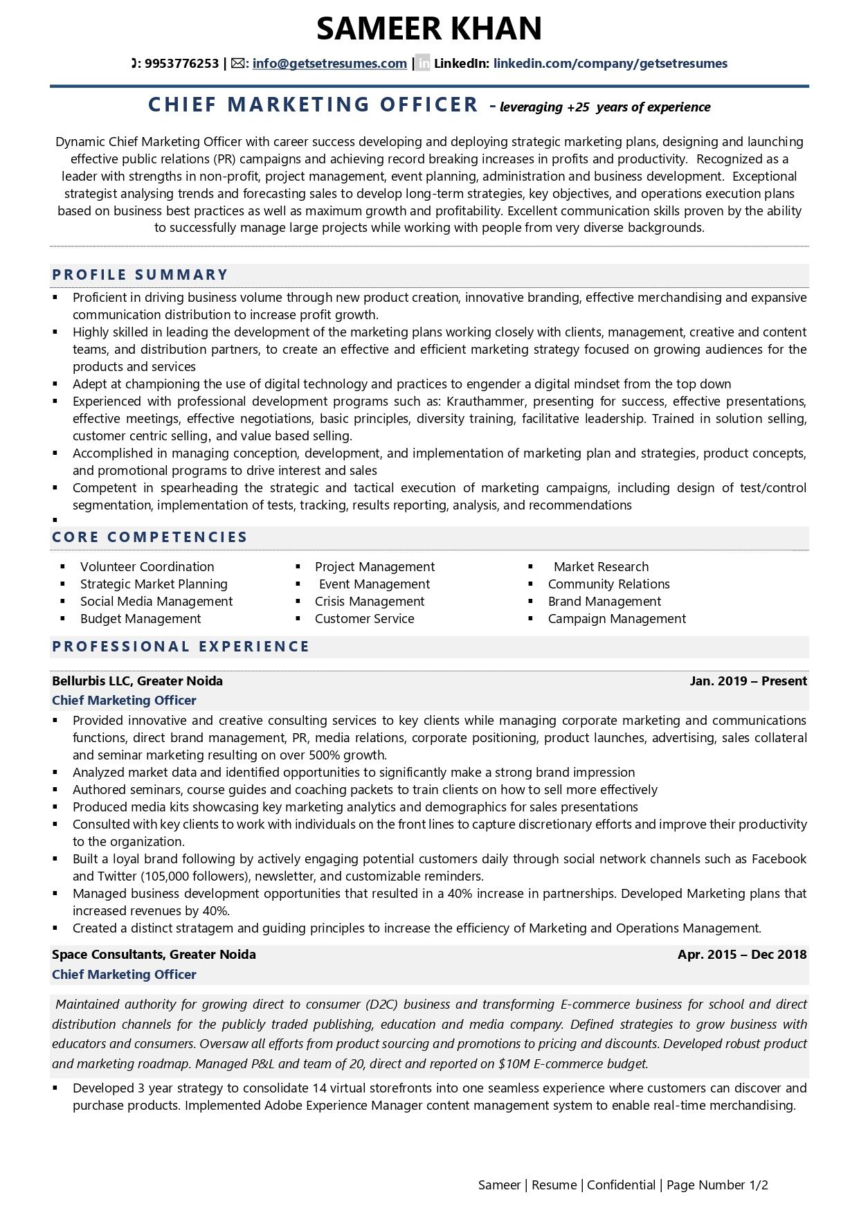 Chief Marketing Officer Resume Examples Template with Job Winning Tips 