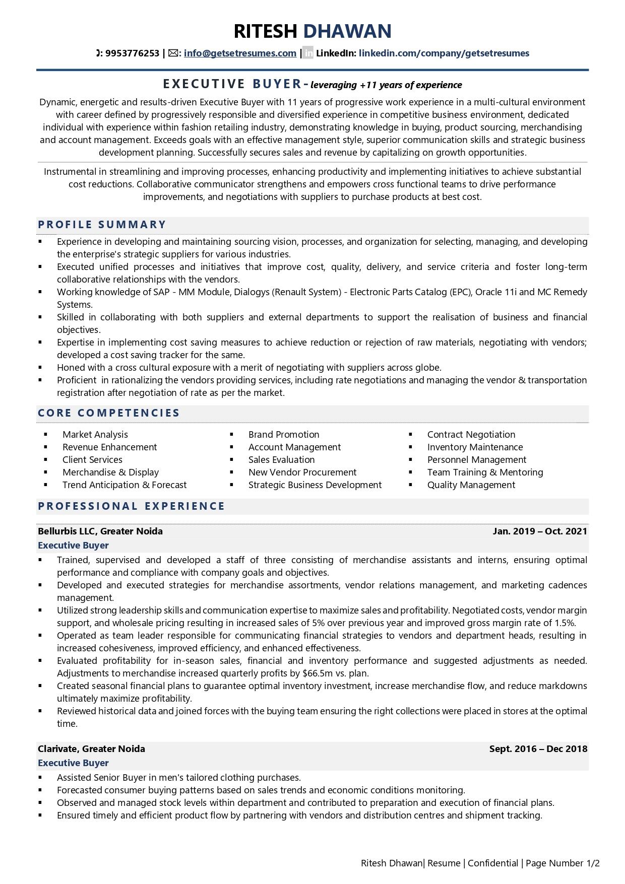 Executive Buyer Resume Examples & Template (with job winning tips)