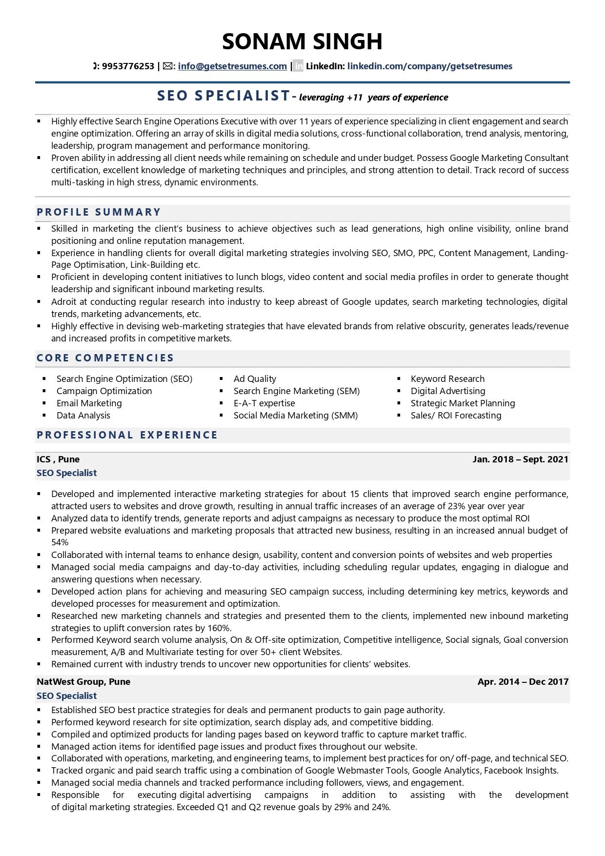 SEO Specialist Resume Examples Template with Job Winning Tips 