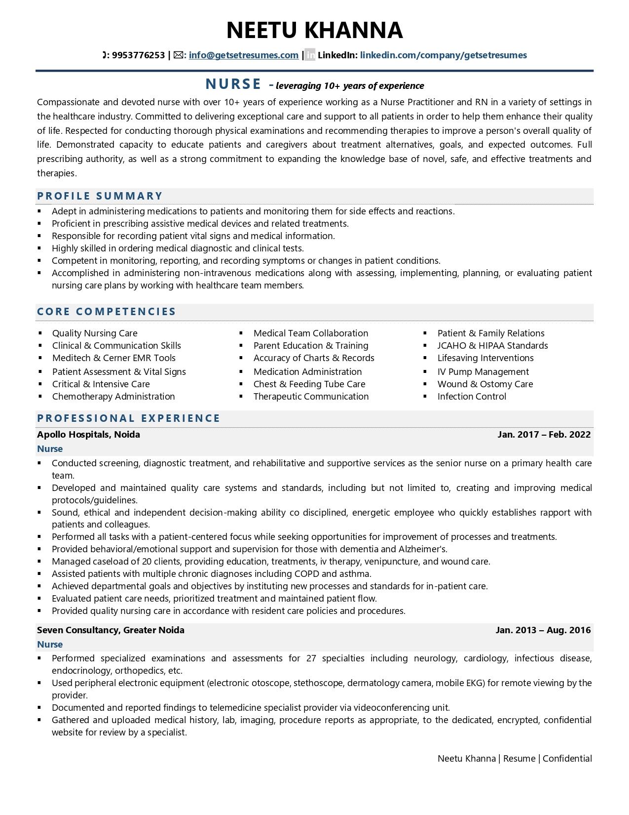 resume templates for nurses free