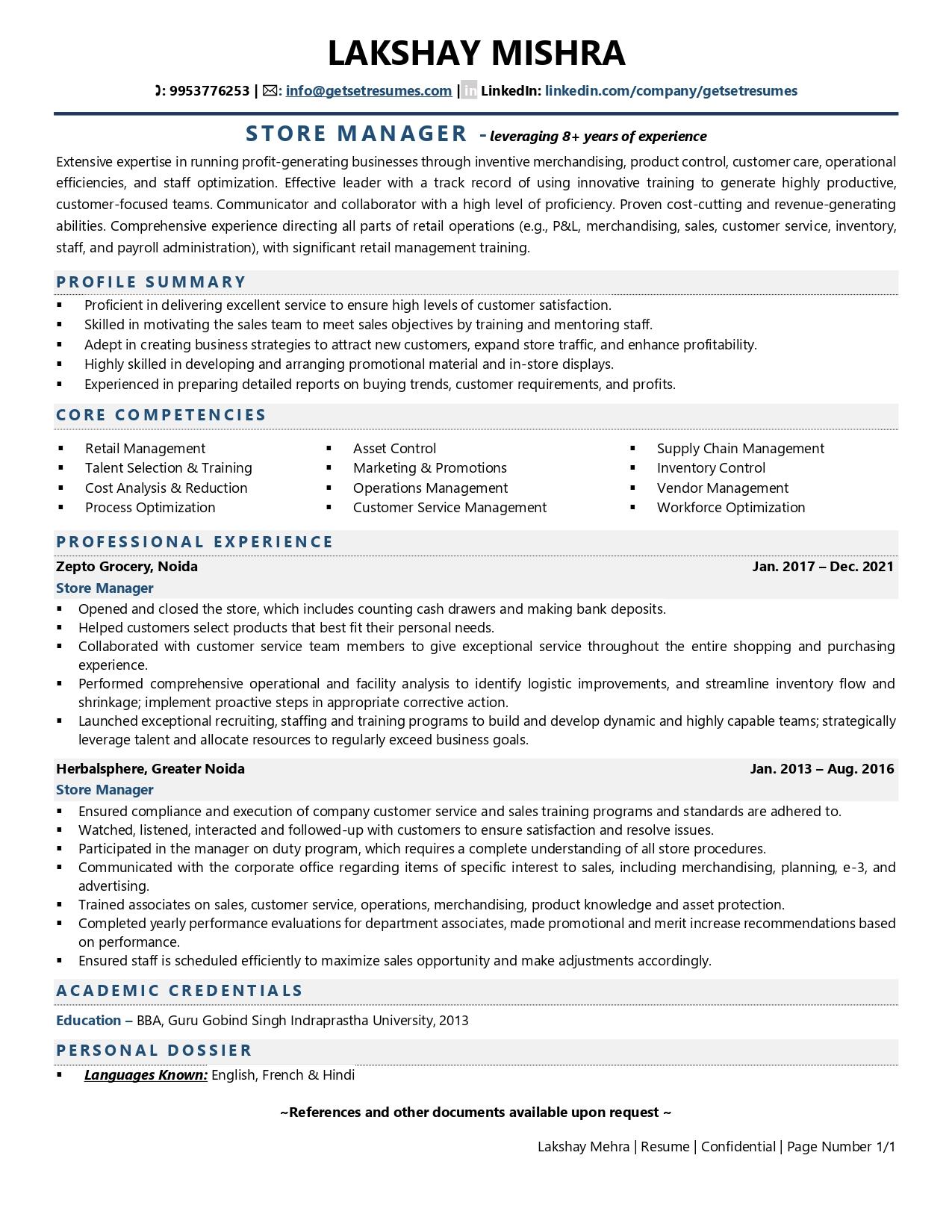 Store Manager Resume Examples Template with Job Winning Tips 