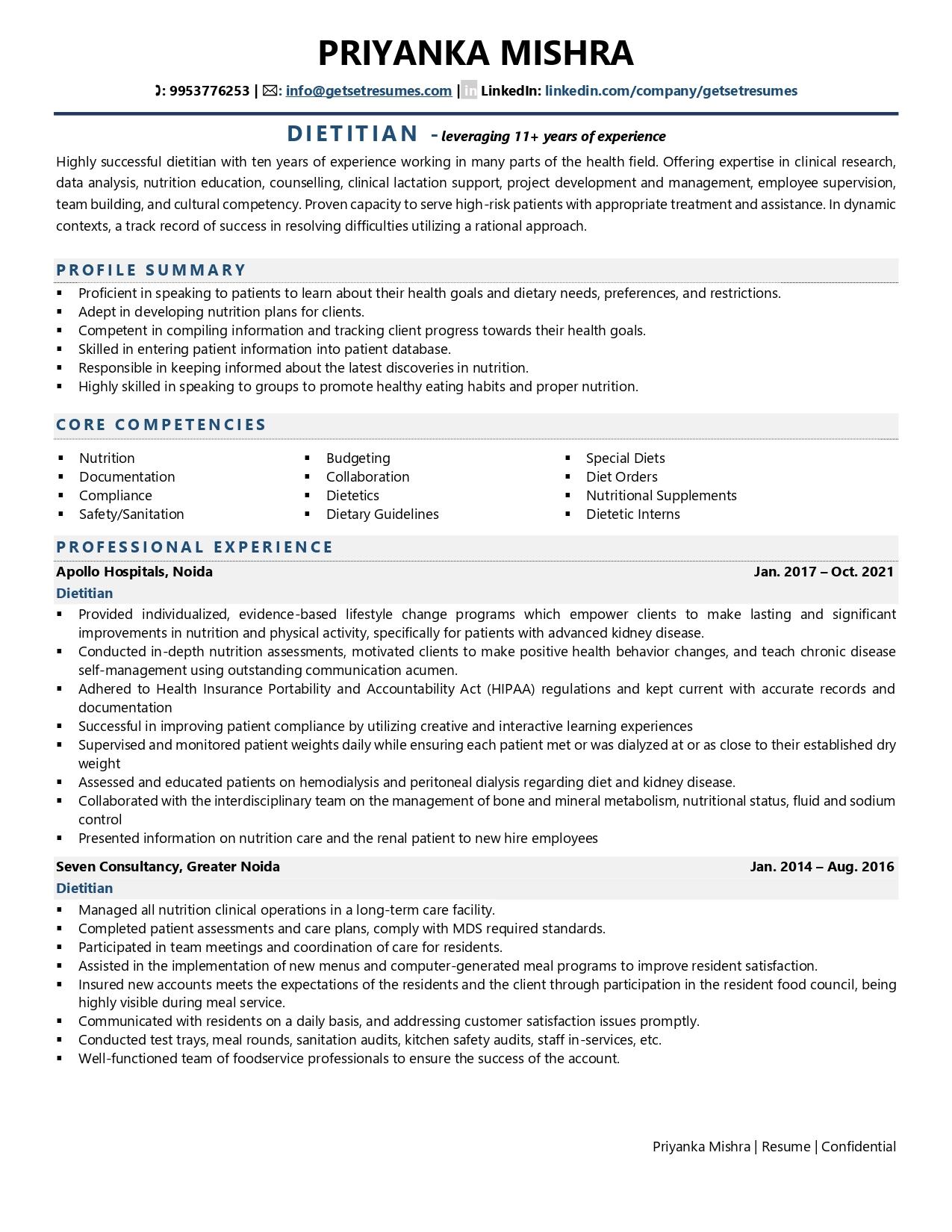 Dietician Resume Examples Template with Job Winning Tips 