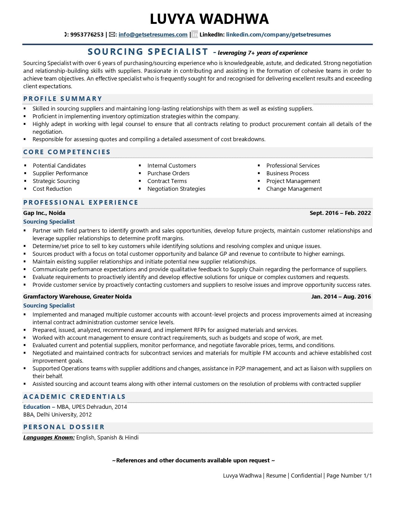 Sourcing Specialist Resume Examples Template with Job Winning Tips 