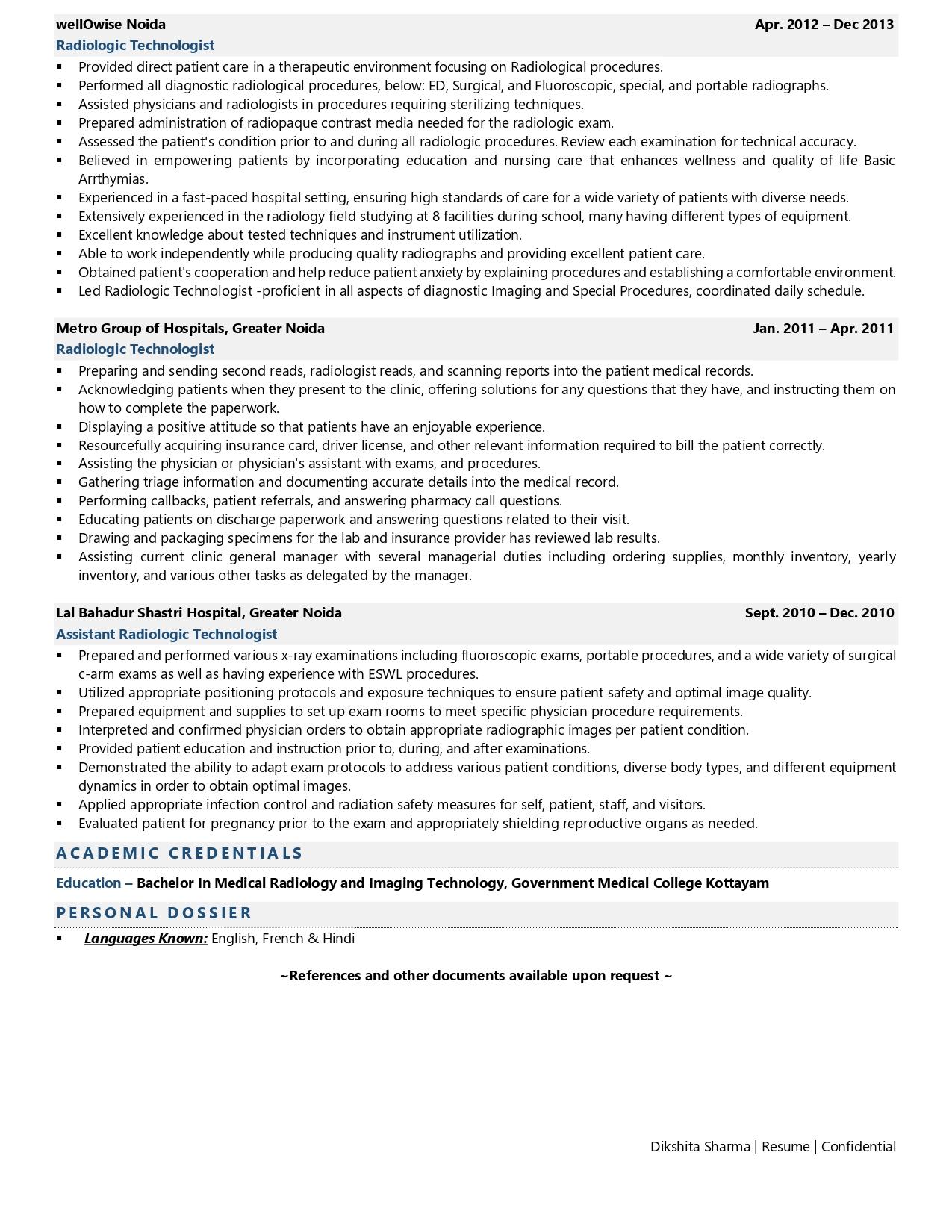 Radiologic Technologist Resume Examples Template with Job Winning Tips 