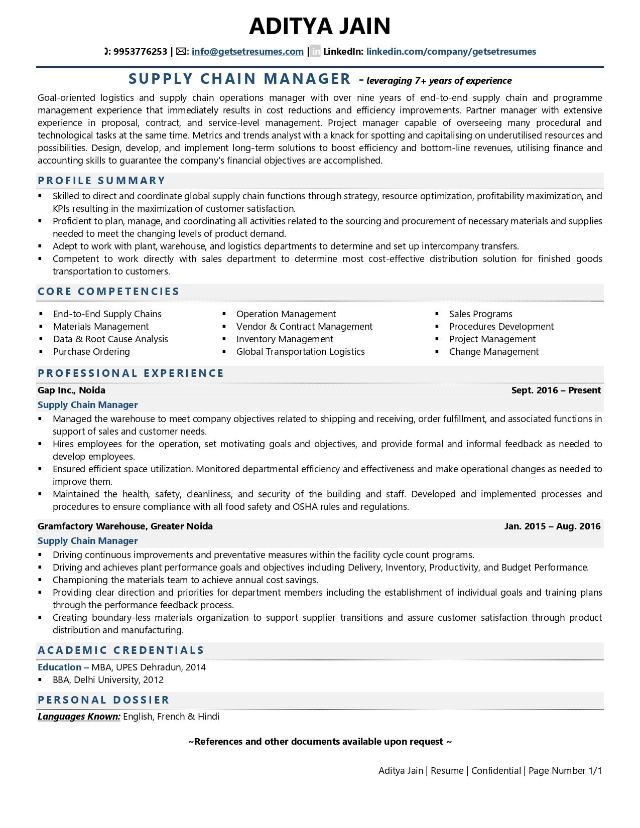 Supply Chain Manager Resume Examples Template with Job Winning Tips 