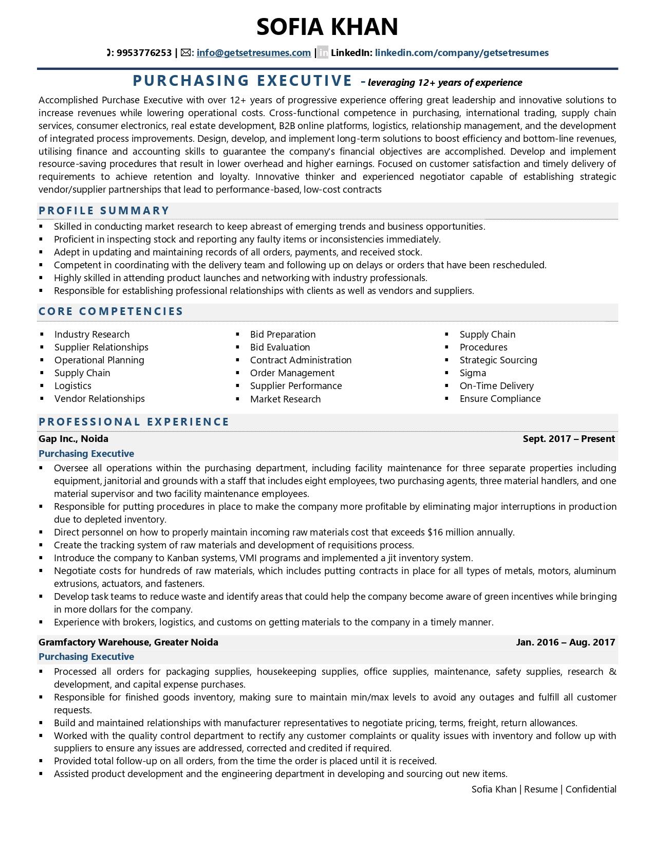 Purchasing Executive Resume Examples Template with Job Winning Tips 