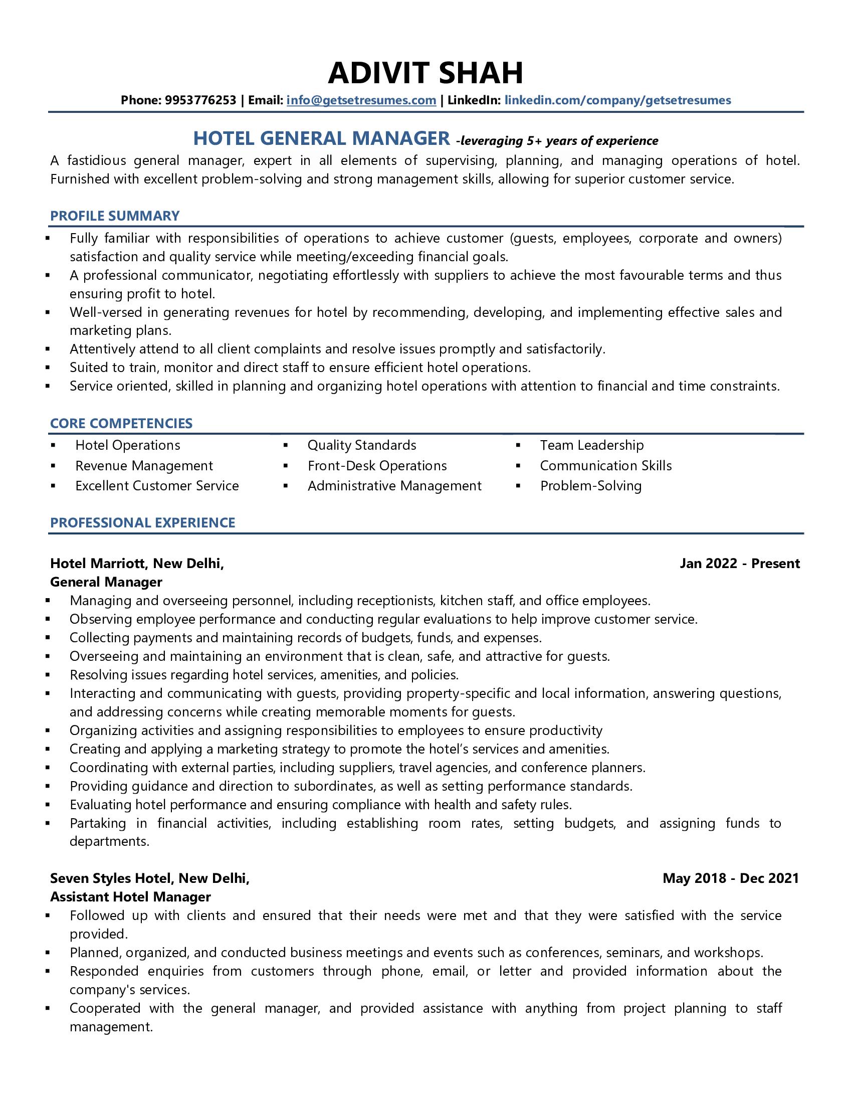 Hotel General Manager Resume Examples Template with Job Winning Tips 