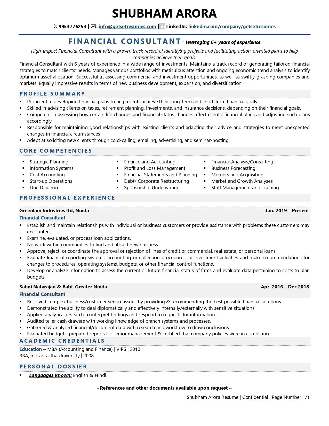 Financial Consultant Resume Examples Template with Job Winning Tips 