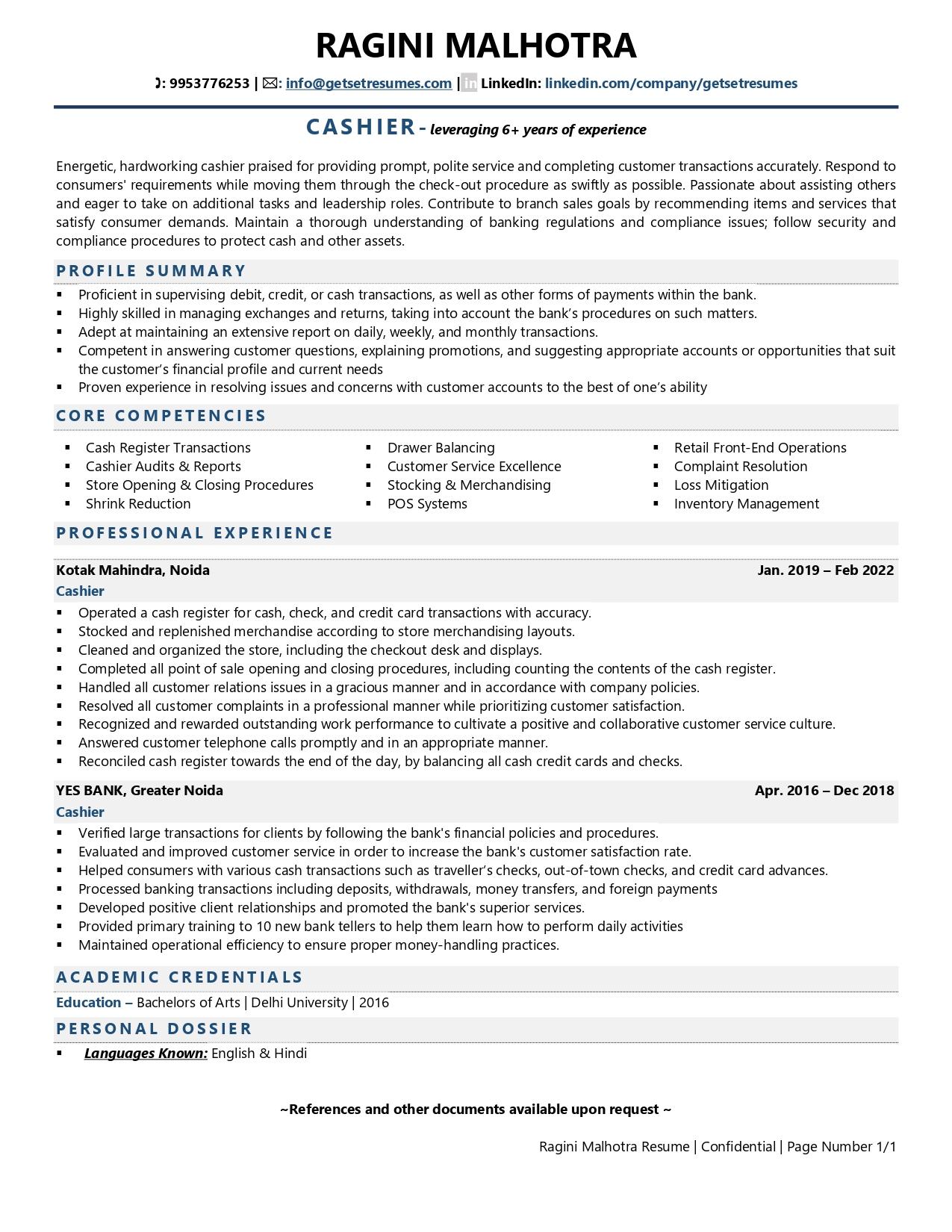 Cashier Resume Guide 12 Examples PDF Word 2023 Lupon gov ph