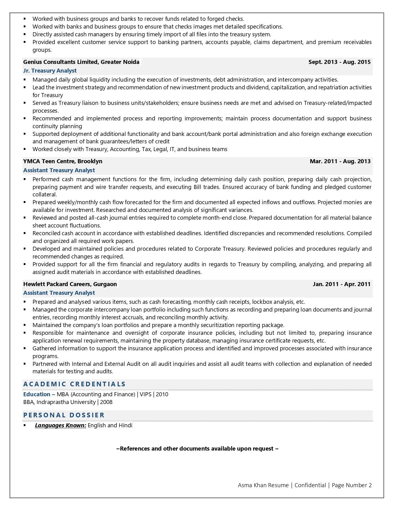 Treasury Analyst Resume Examples Template with Job Winning Tips 