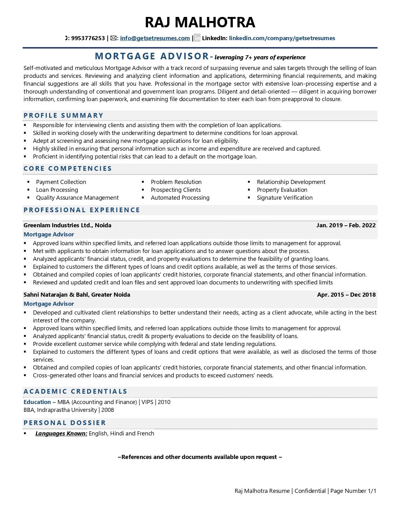 Mortgage Advisor Resume Examples Template with Job Winning Tips 