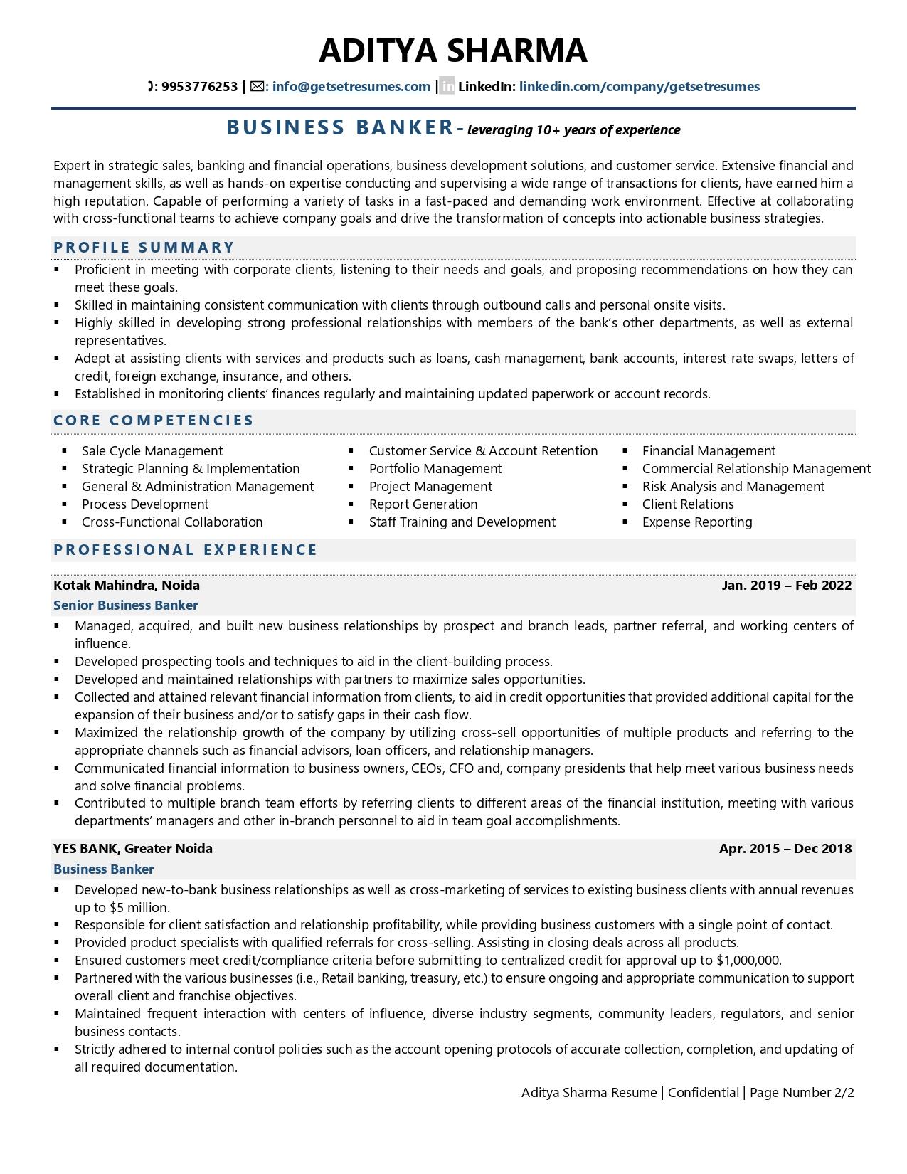 banking resume objective statement