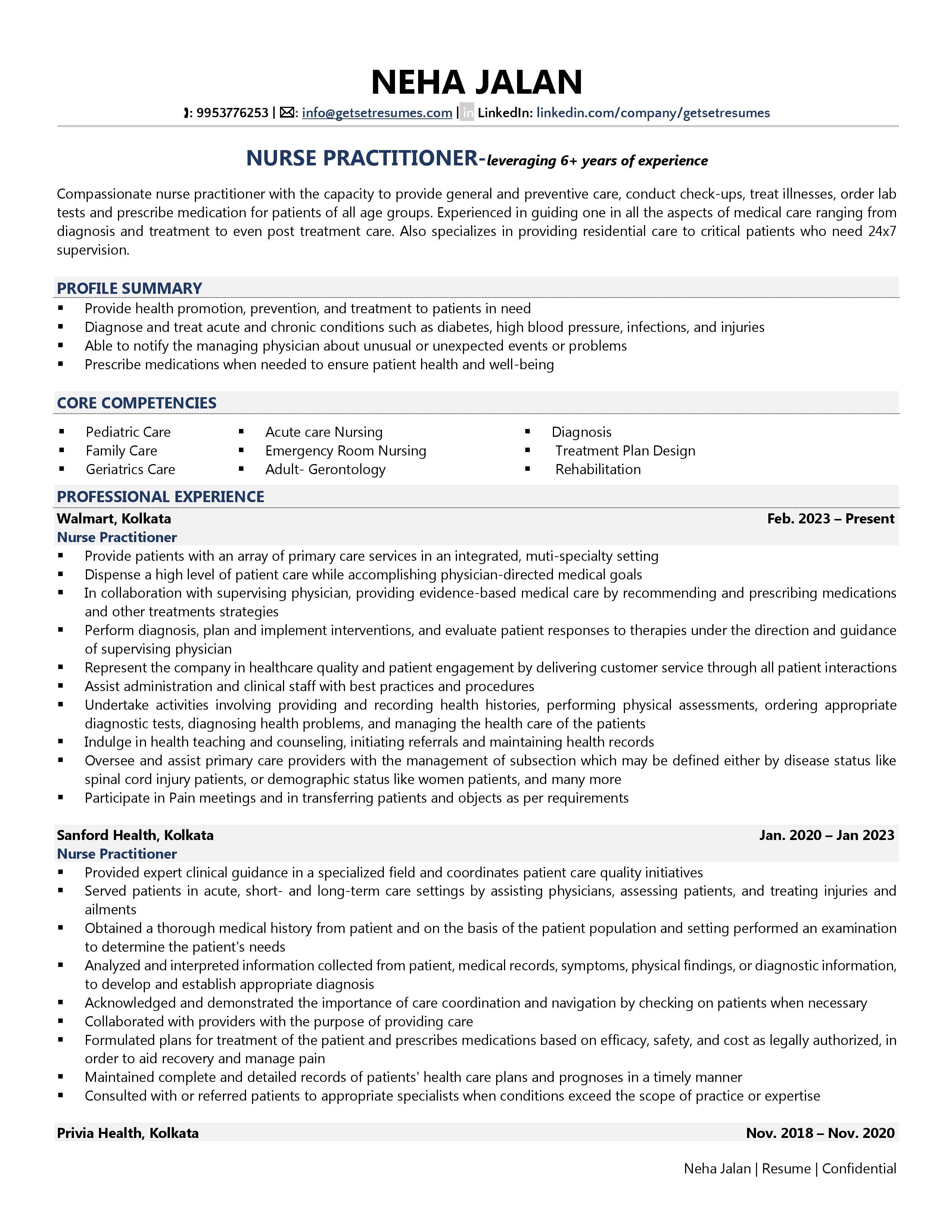 free download resume template for nurse practitioner