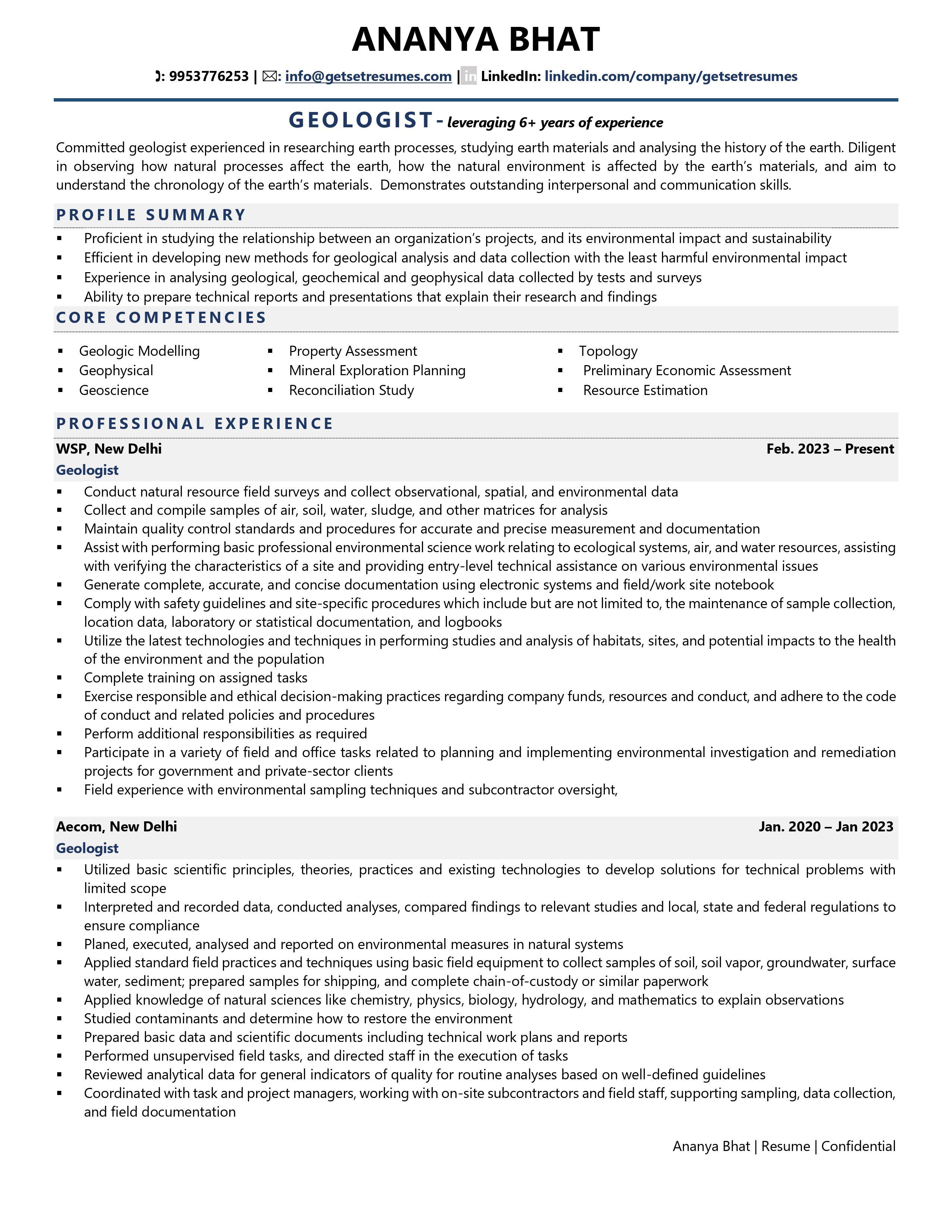 Geologist Resume Examples Template With Job Winning Tips