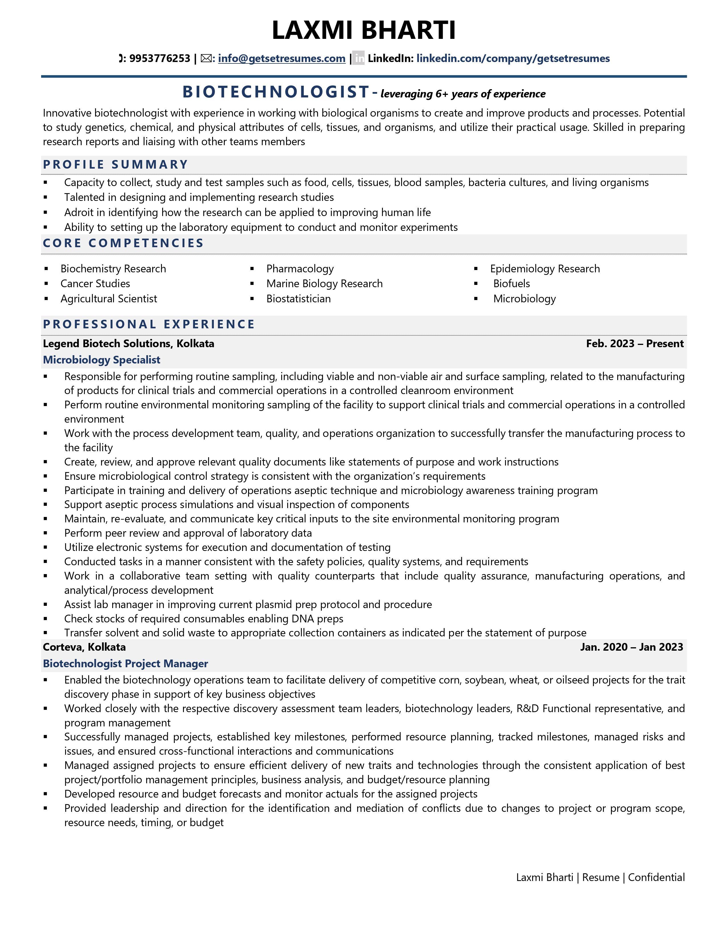 biotechnology fresher resume format download in ms word