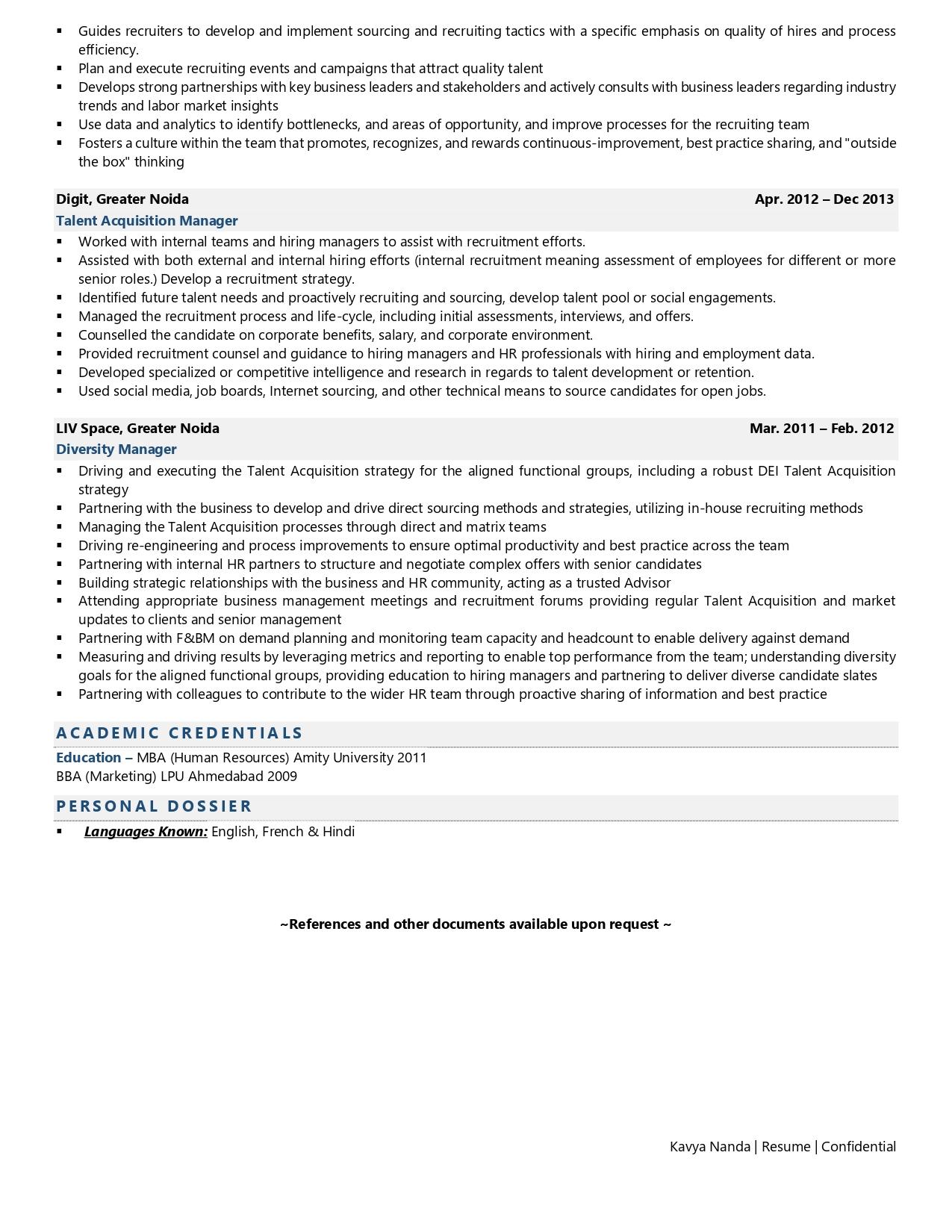 Talent Acquisition Manager Resume Examples Template with Job Winning 