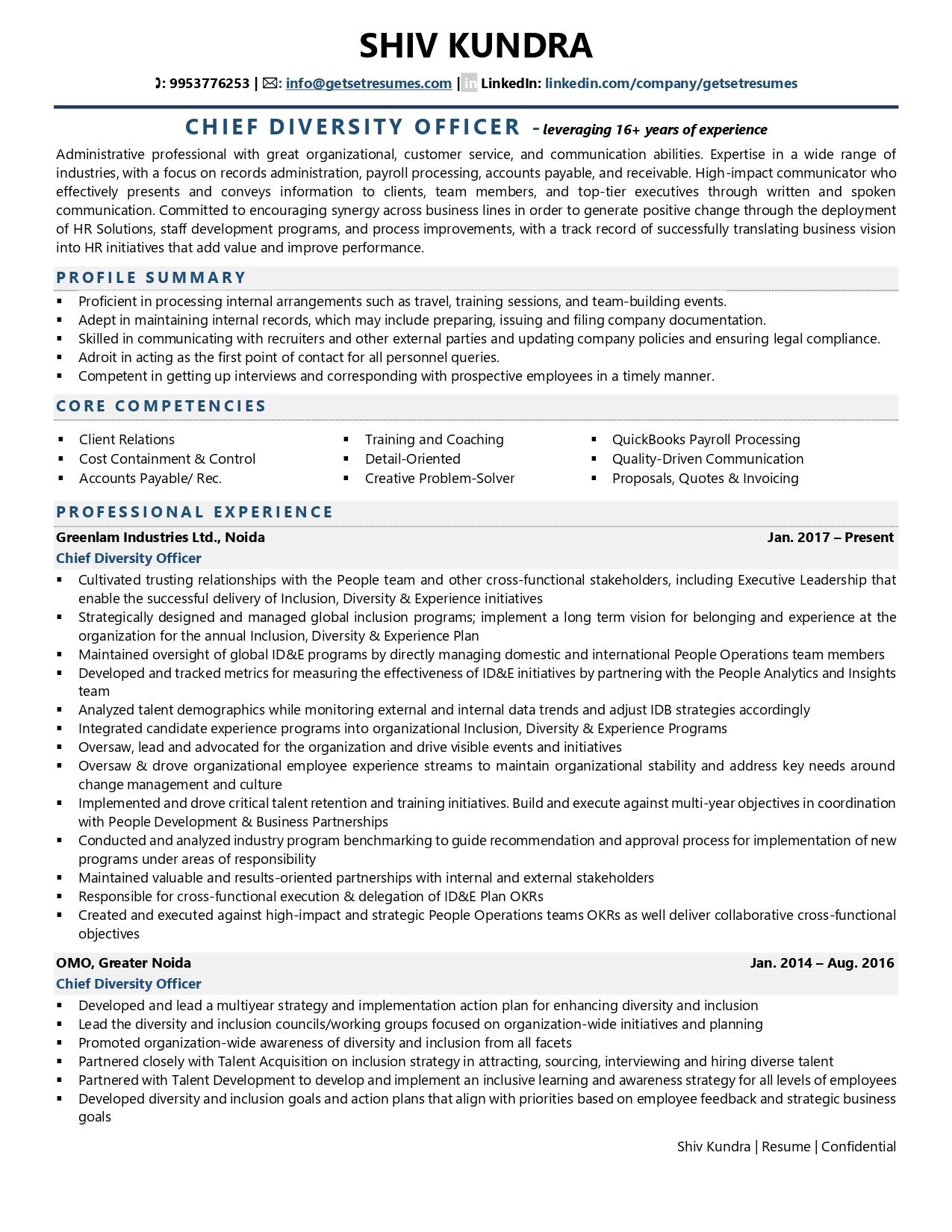 Chief Diversity Officer Resume Examples Template with Job Winning Tips 