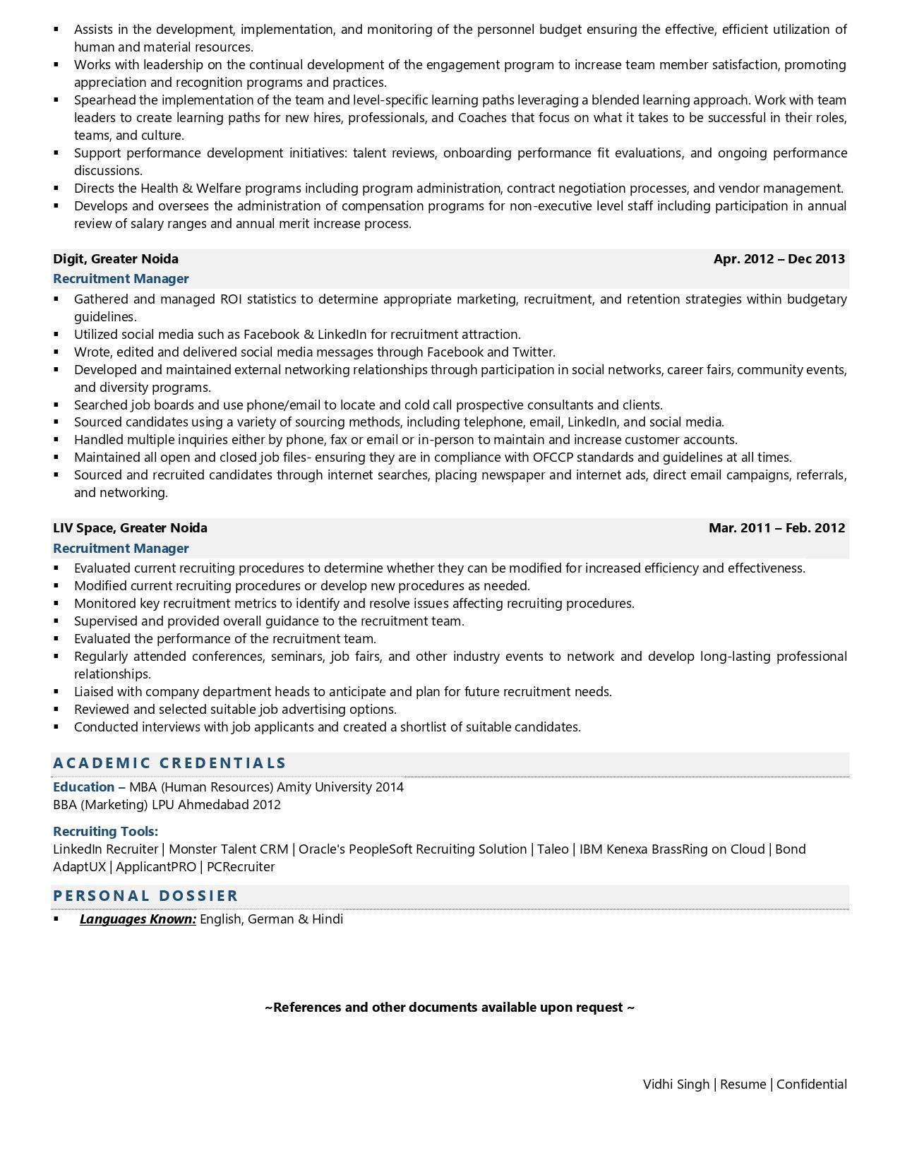 Recruitment Manager Resume Examples Template with Job Winning Tips 