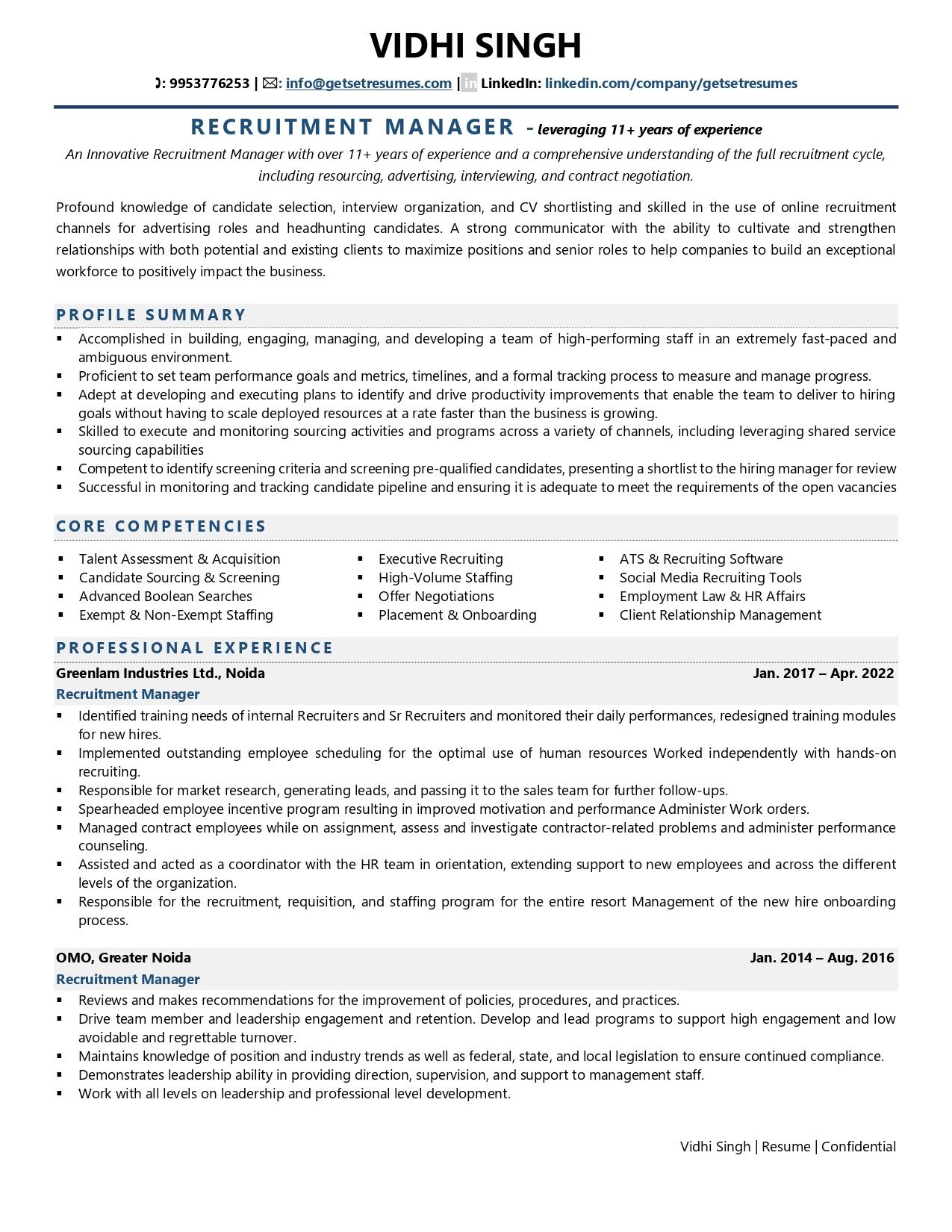 Recruitment Manager Resume Examples Template with Job Winning Tips 