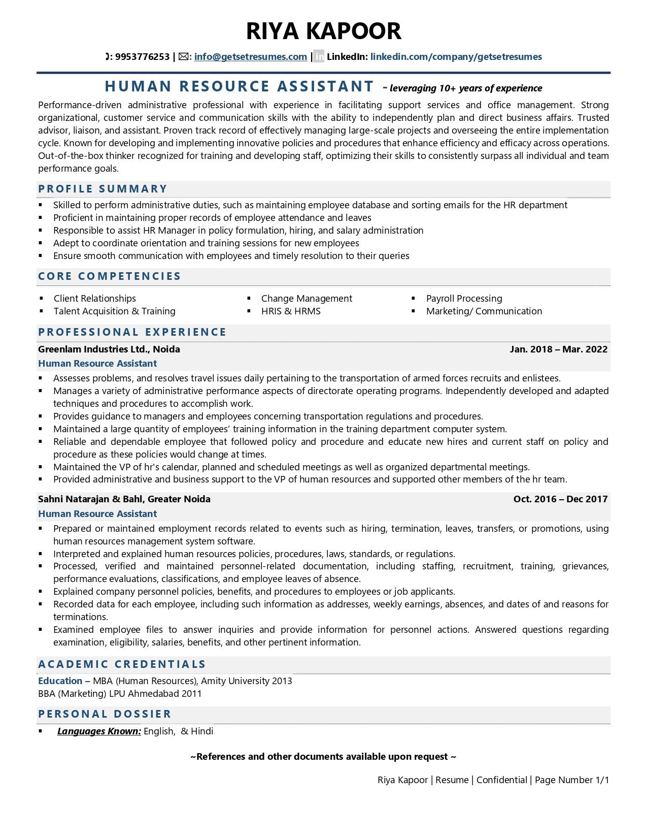 Human Resource Assistant Resume Examples Template with Job Winning Tips 