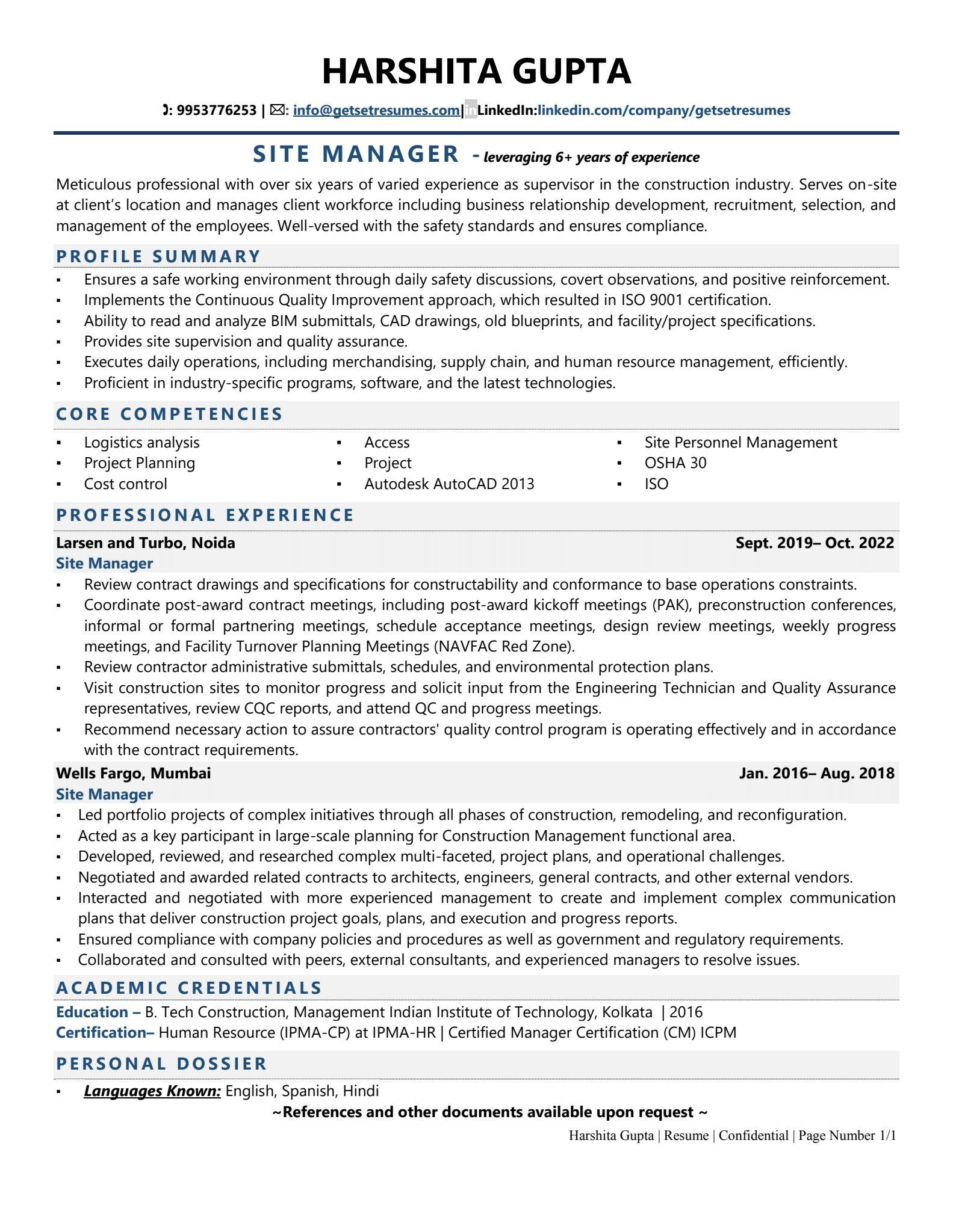 Site Manager Resume Examples Template with Job Winning Tips 