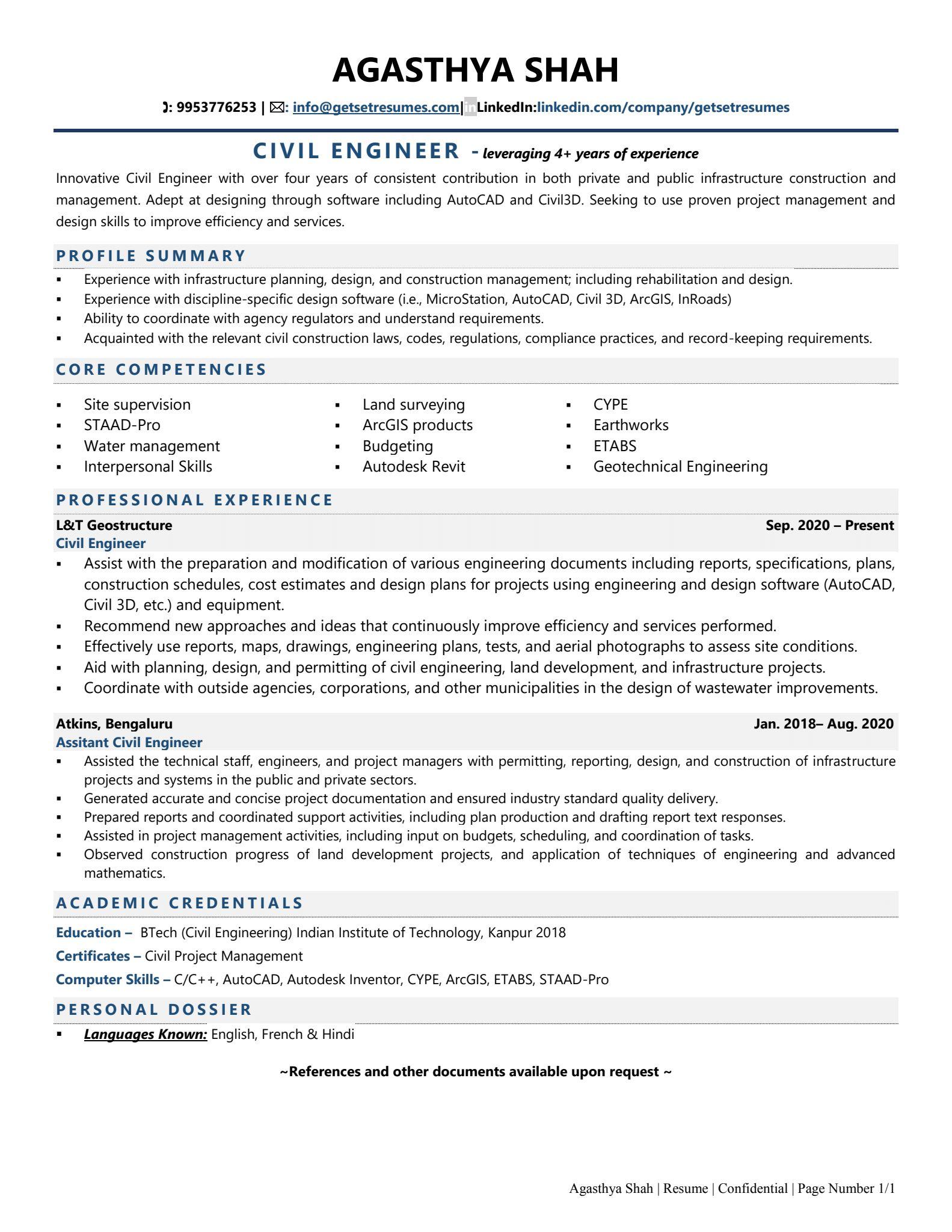 Civil Engineer Resume Examples Template with Job Winning Tips 