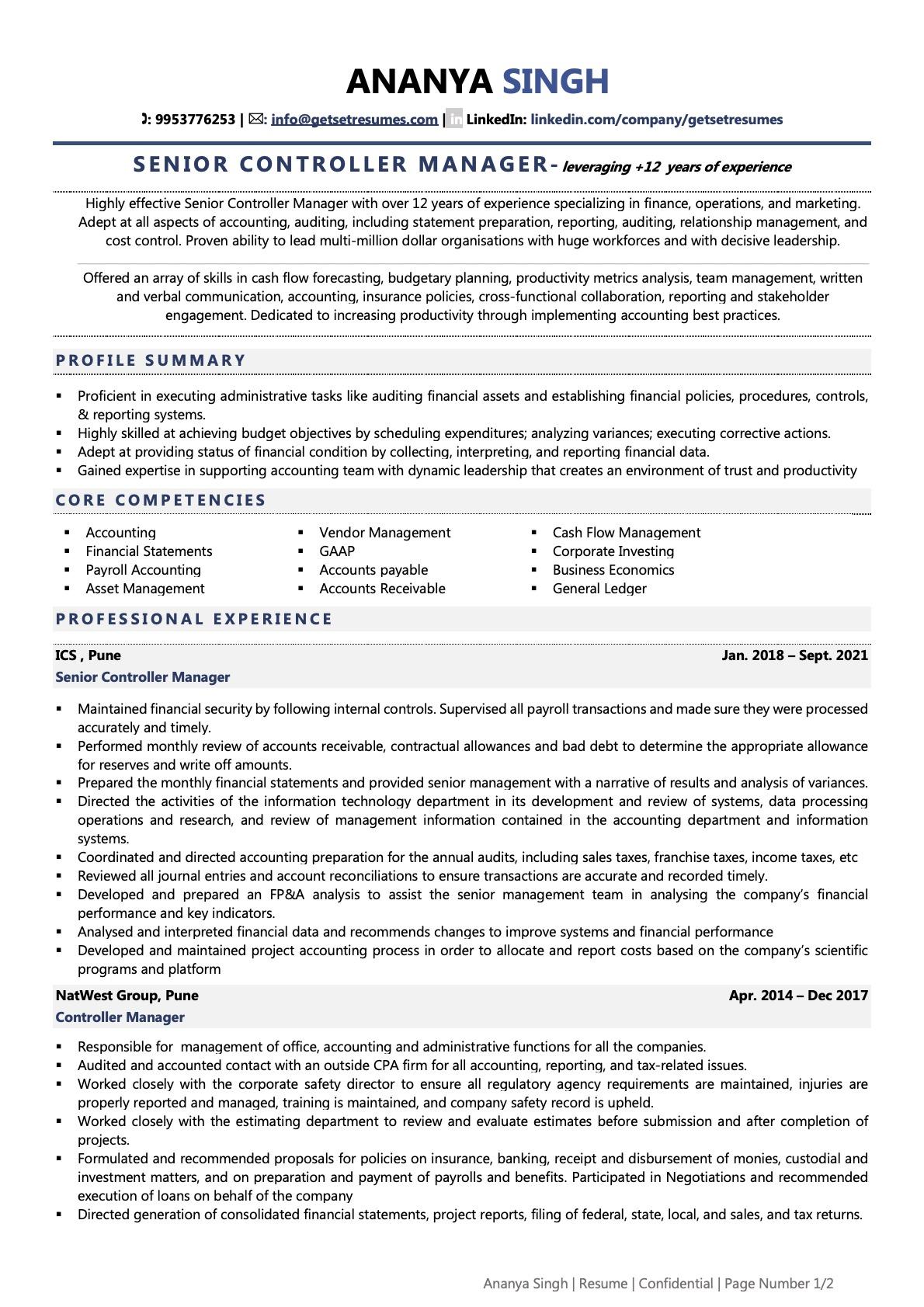 Controller Resume Examples Template with Job Winning Tips 