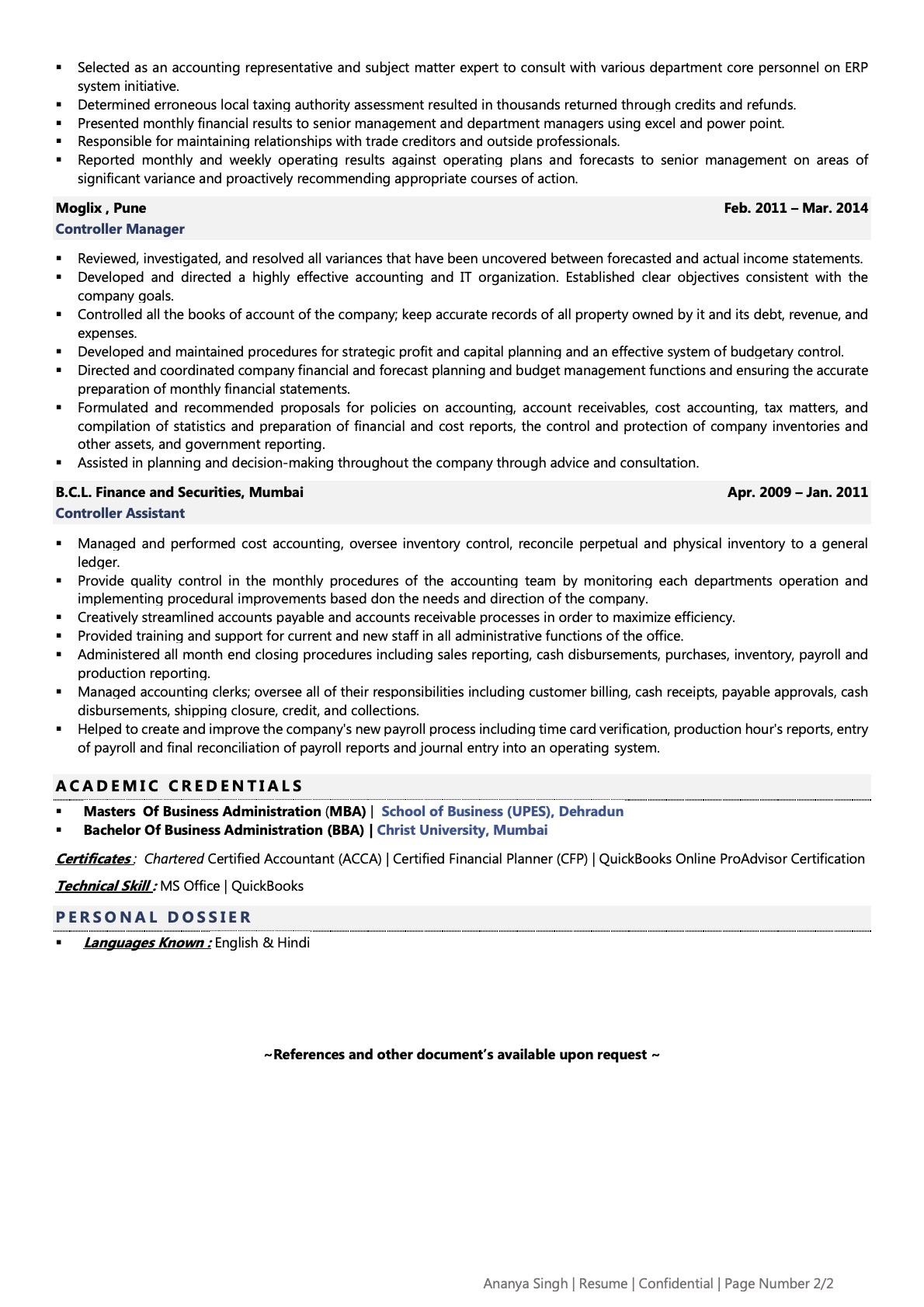 Controller Resume Examples Template with Job Winning Tips 