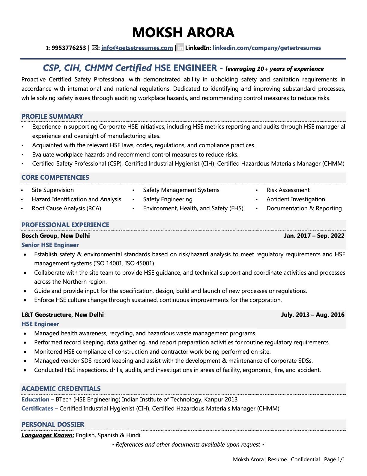 HSE Engineer Resume Examples Template with Job Winning Tips 