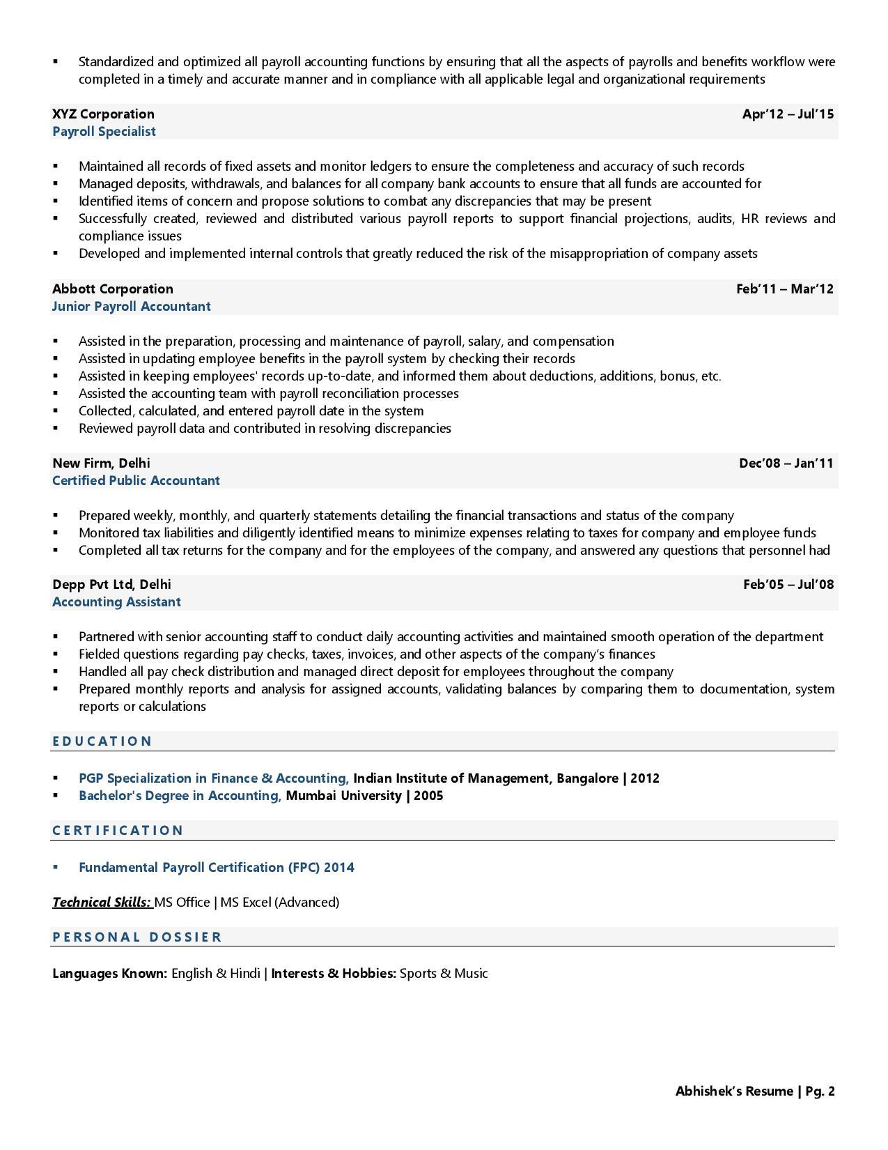 Payroll Accountant Resume Examples Template with Job Winning Tips 