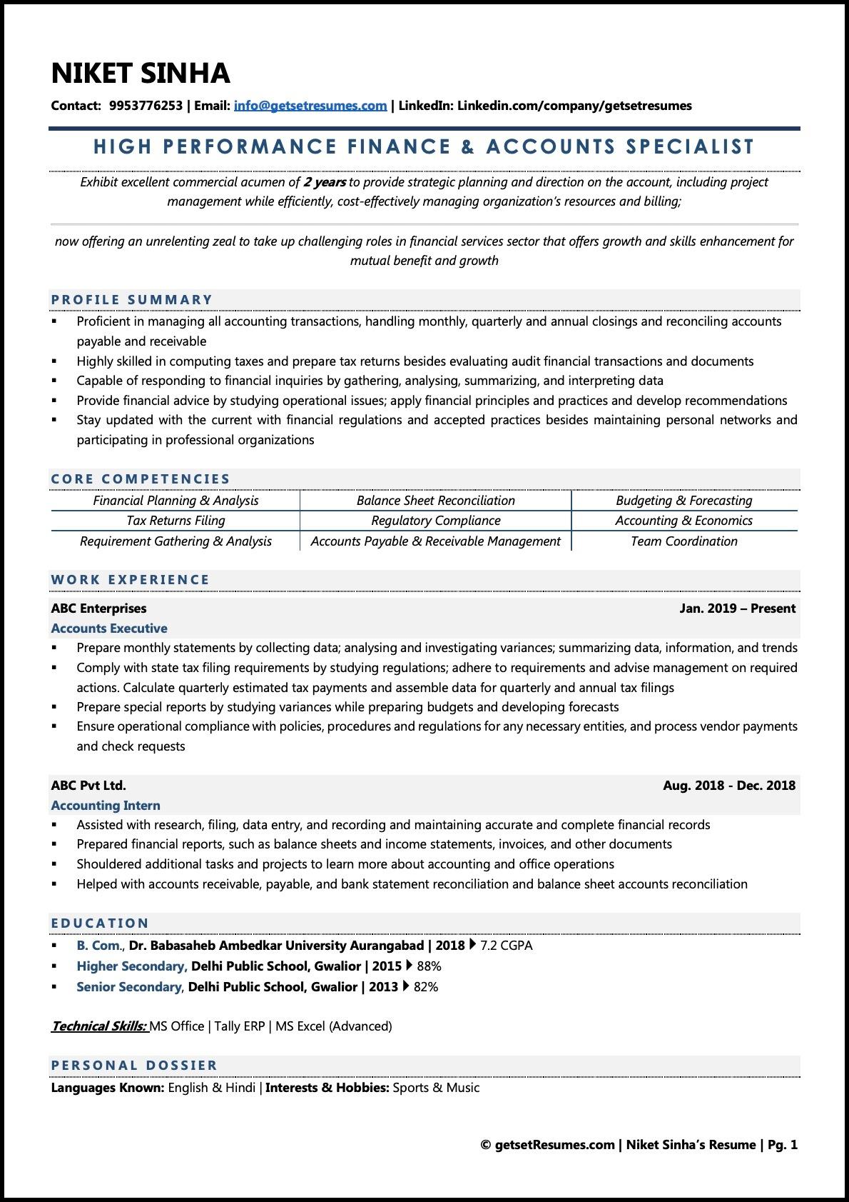 Accounts Executive Resume Examples Template with Job Winning Tips 