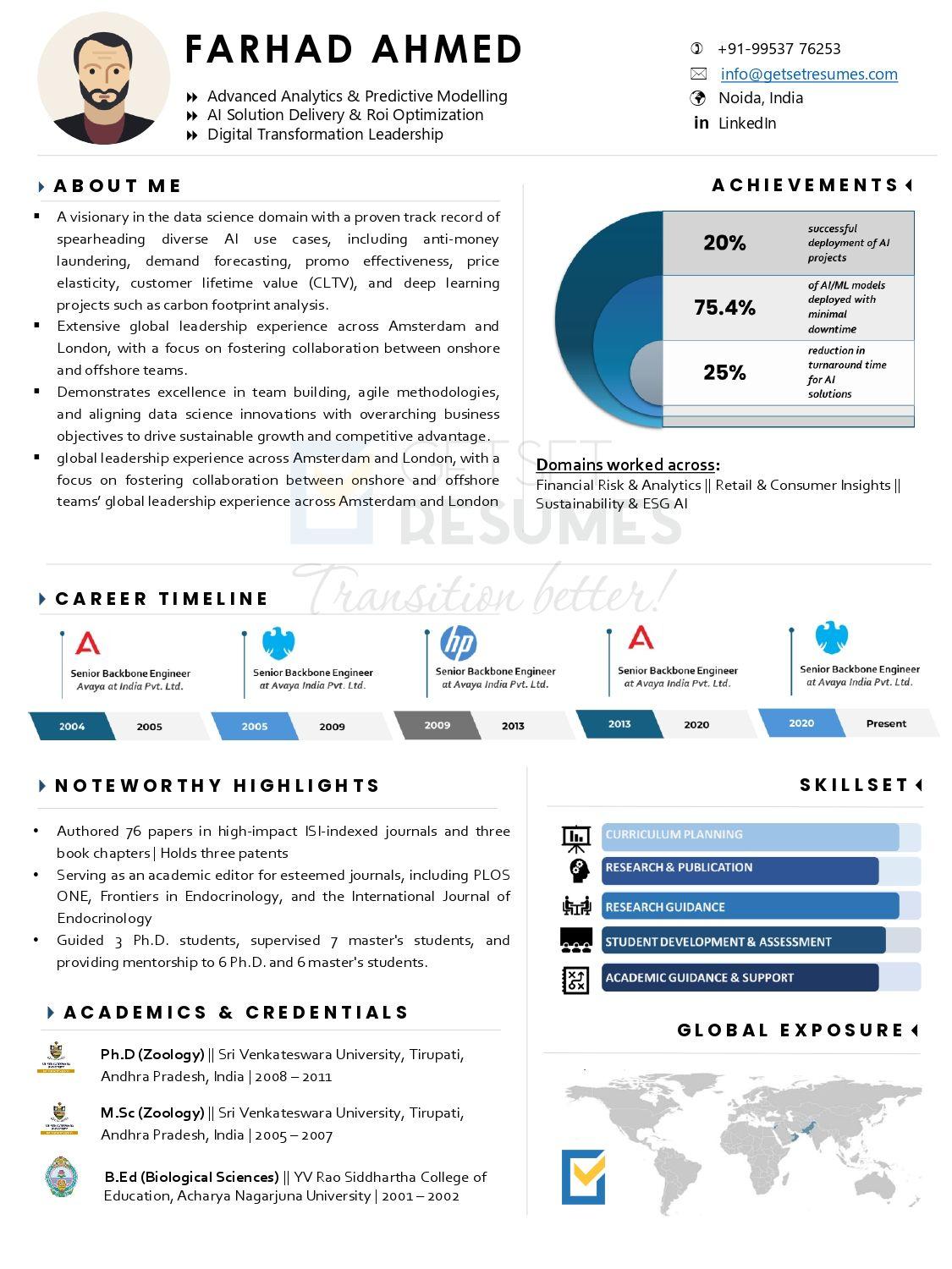 Infographic Resume Template for Data Scientist - Data Analytics & Predictive Modelling